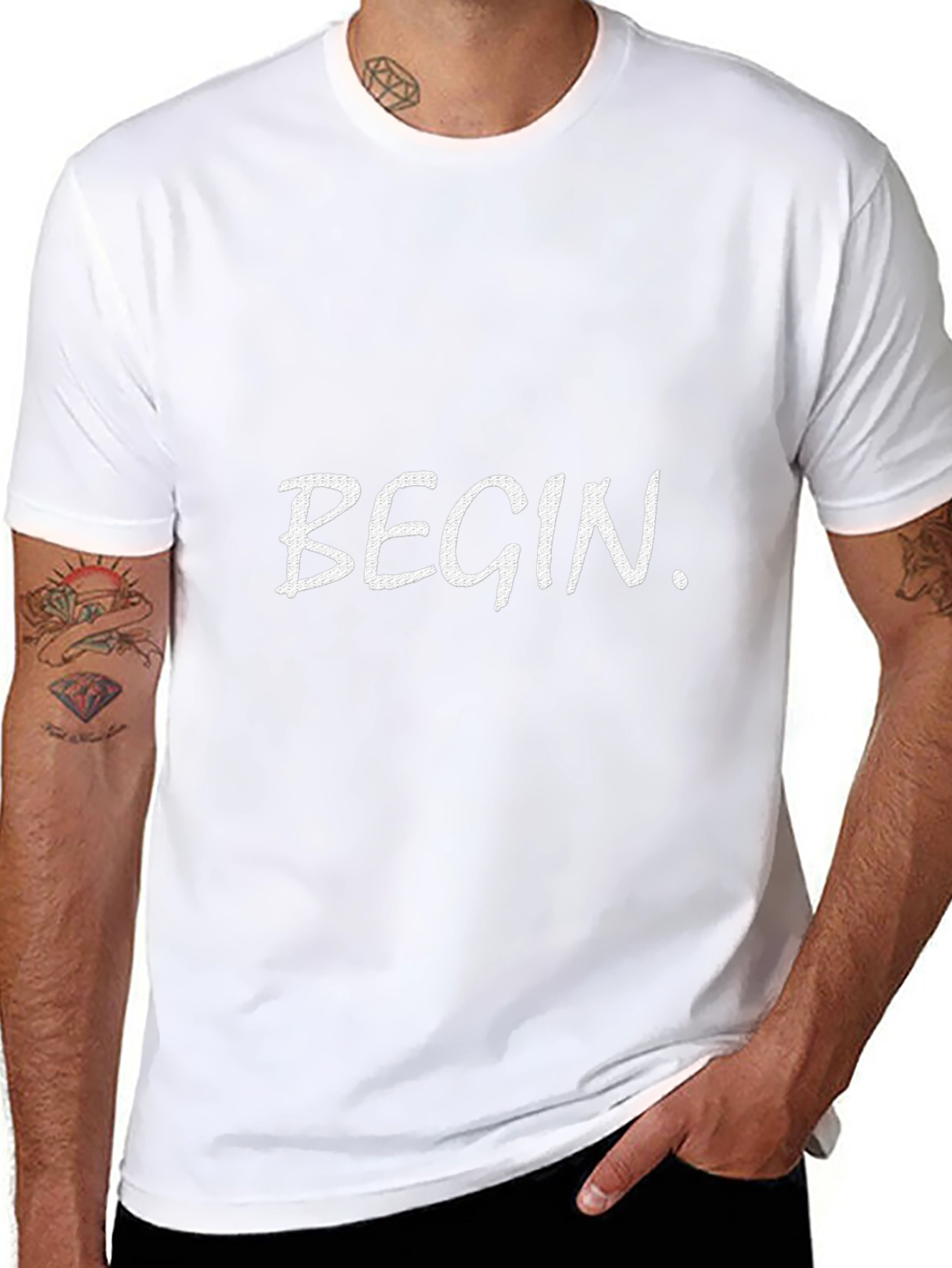 Camiseta Negra con Texto BEGIN
