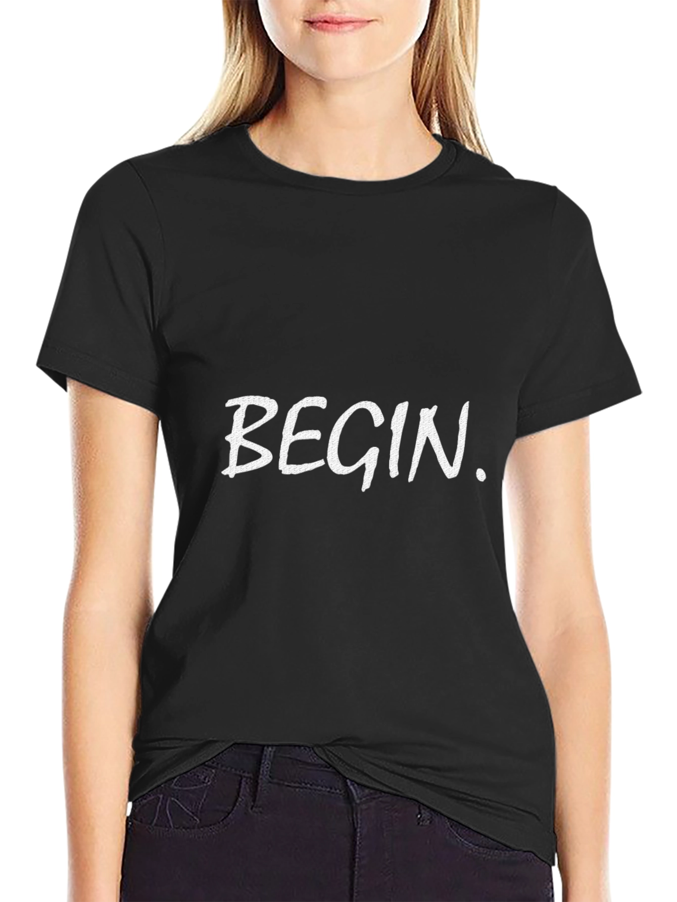 Camiseta Negra con Texto BEGIN