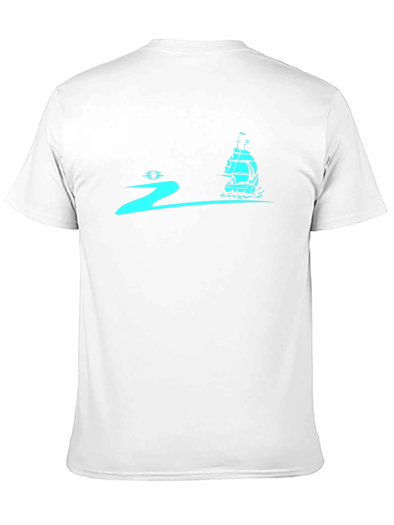 Camiseta Negra con Diseño Náutico Azul