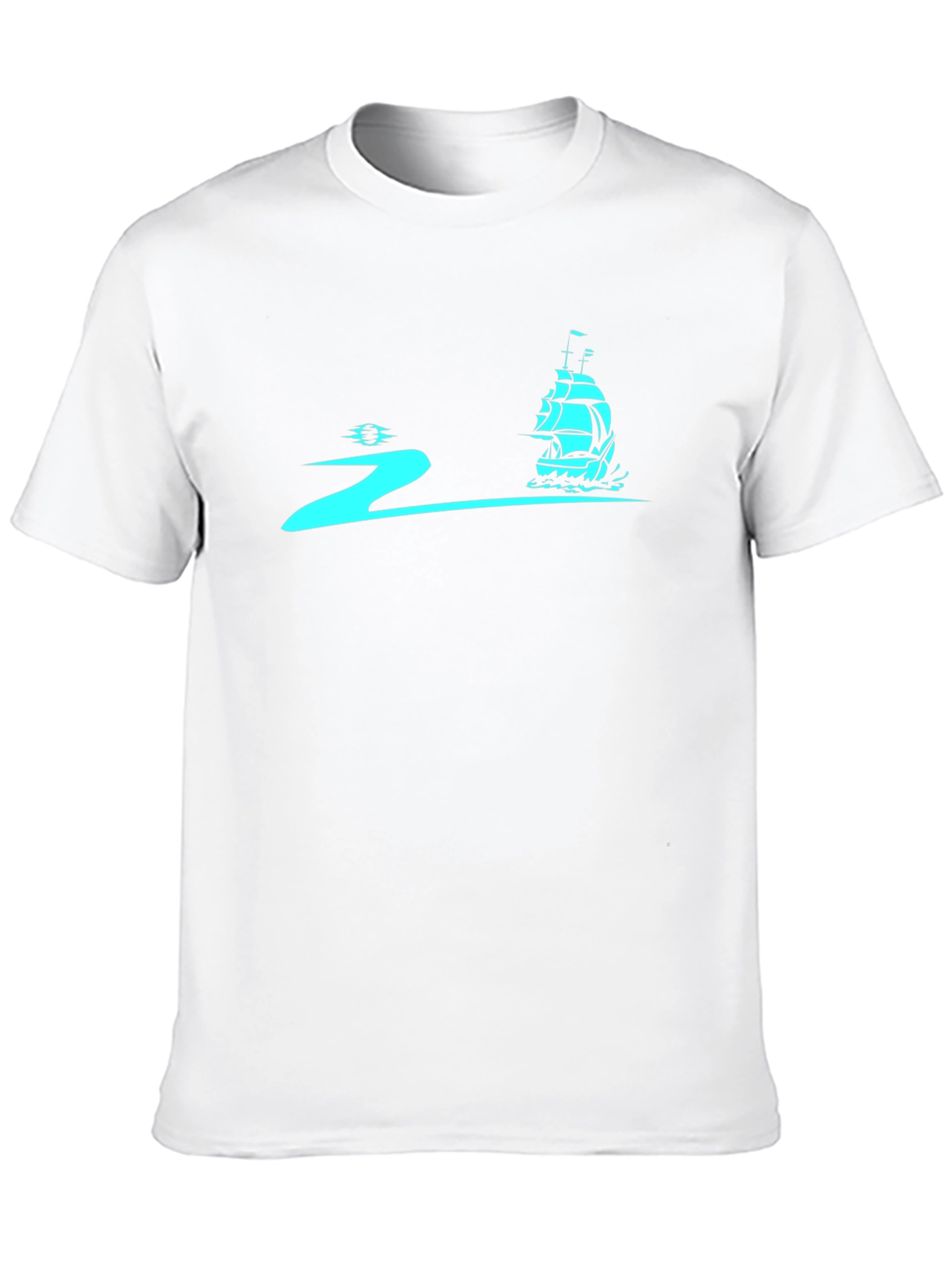 Camiseta Negra con Diseño Náutico Azul