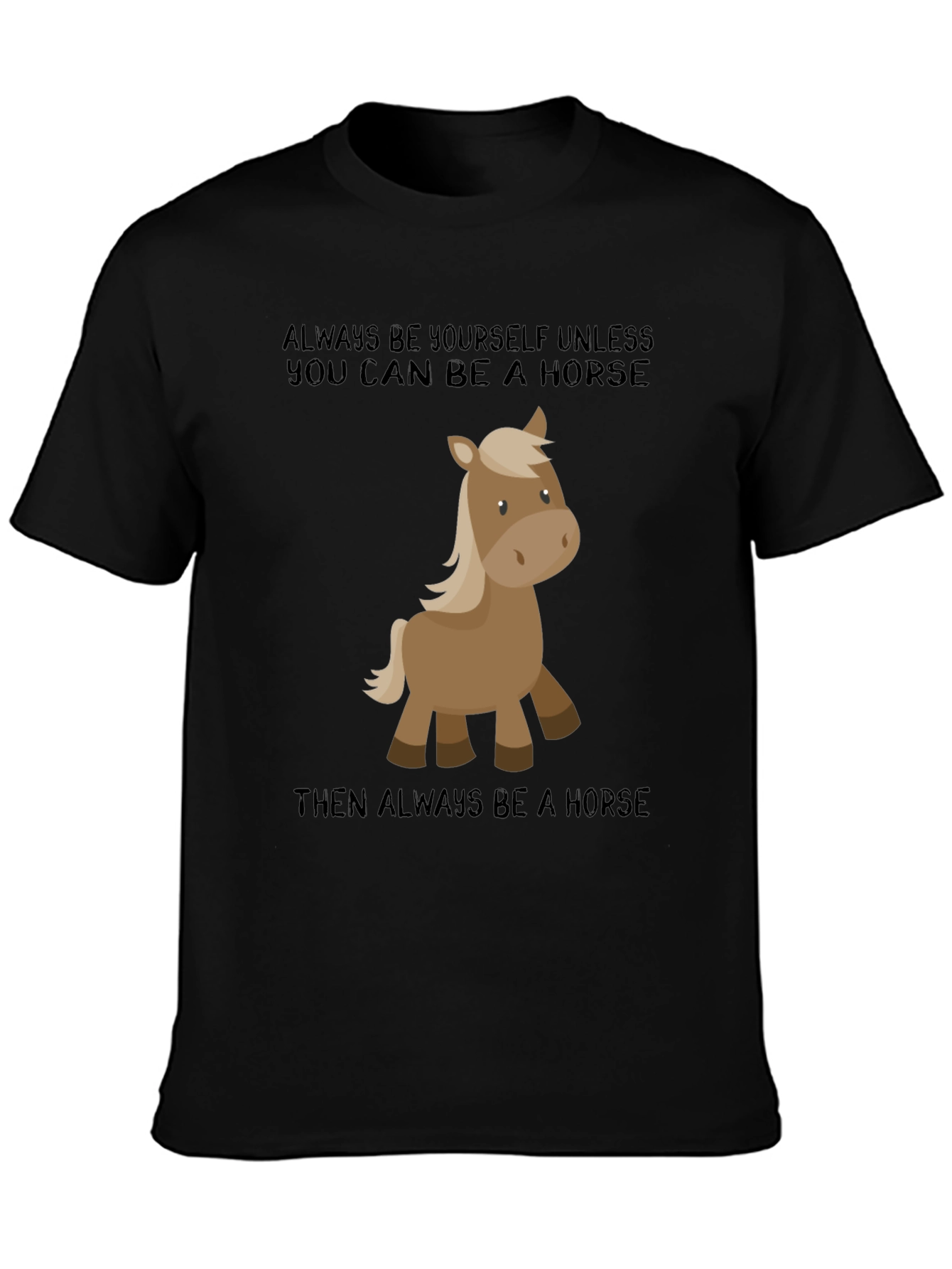 Camiseta Negra con Diseño Divertido de Caballo