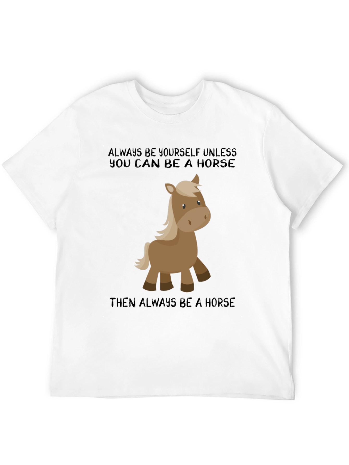 Camiseta Negra con Diseño Divertido de Caballo