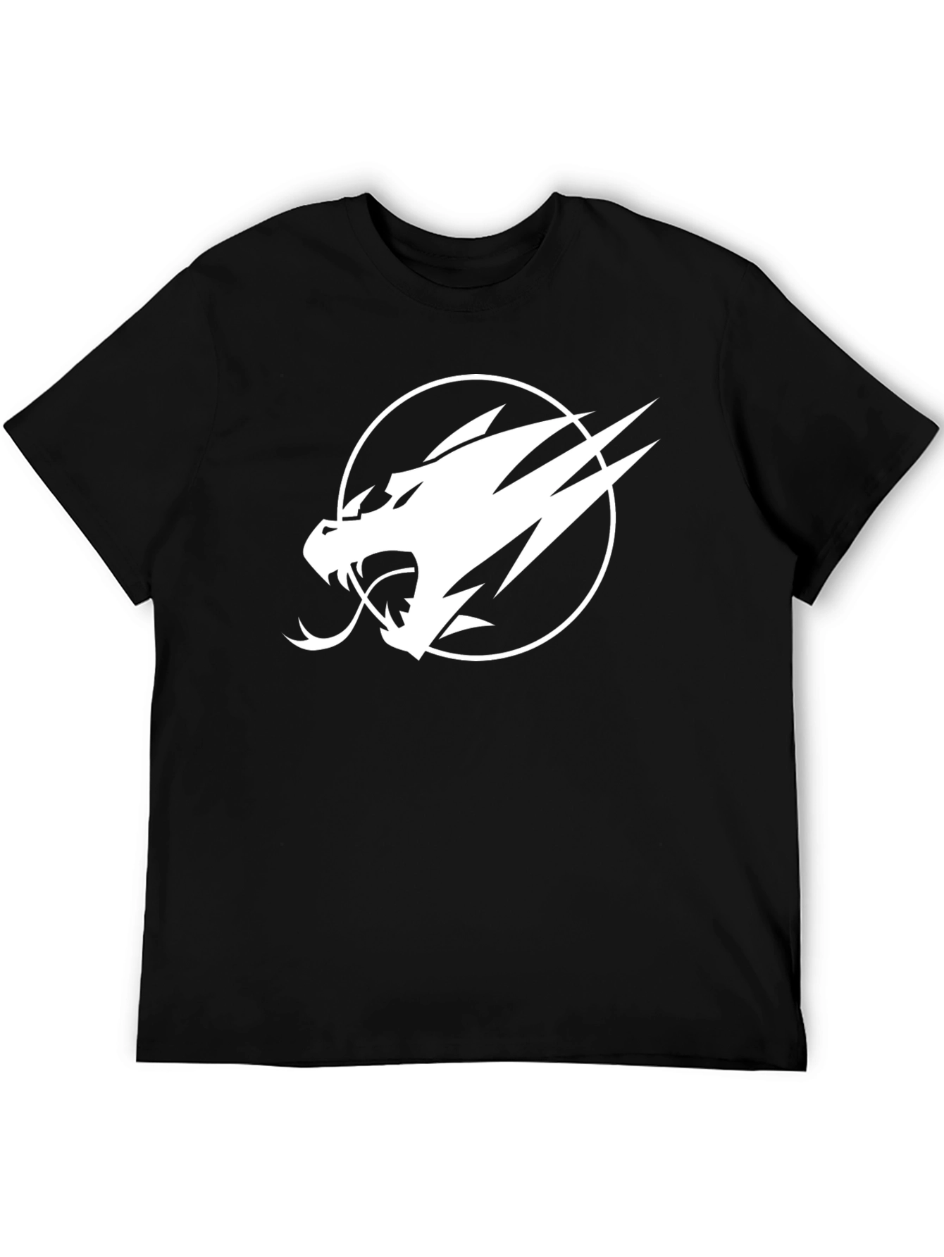 Camiseta Negra con Diseño Dragón Blanco para Hombre