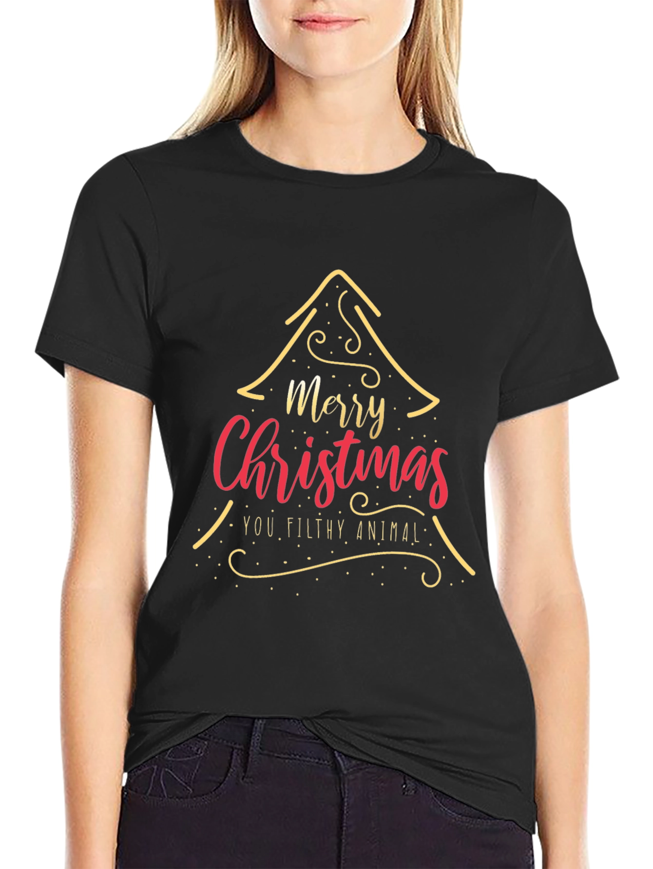 Camiseta Navideña Merry Christmas You Filthy Animal