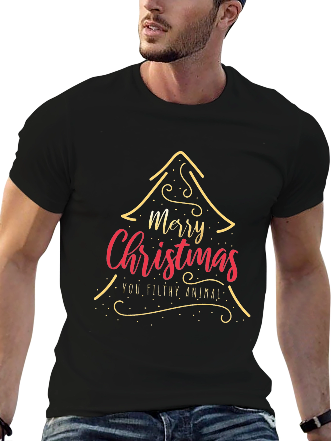 Camiseta Navideña Merry Christmas You Filthy Animal