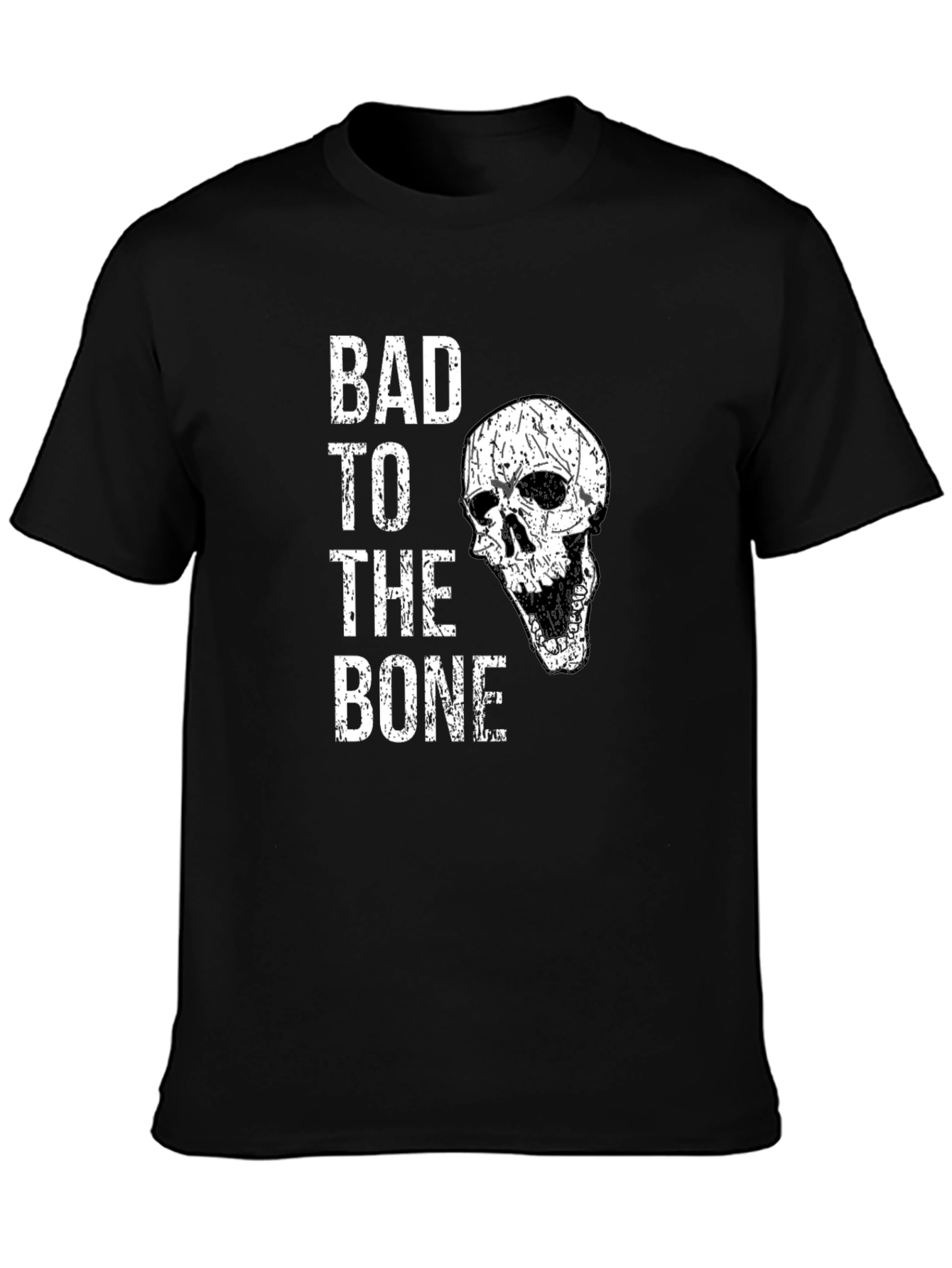 Camiseta Negra Bad to the Bone con Calavera
