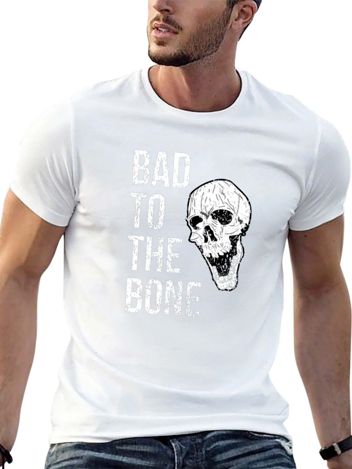 Camiseta Negra Bad to the Bone con Calavera