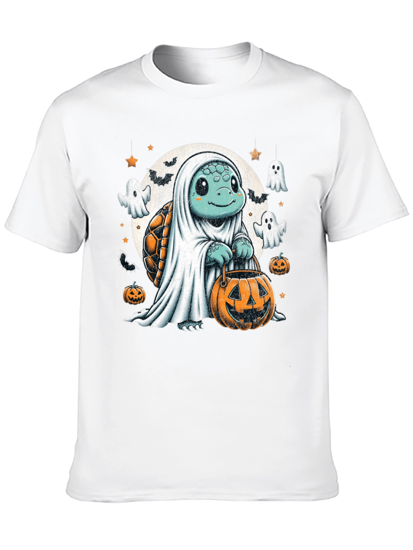 Camiseta Negra con Tortuga Fantasma de Halloween