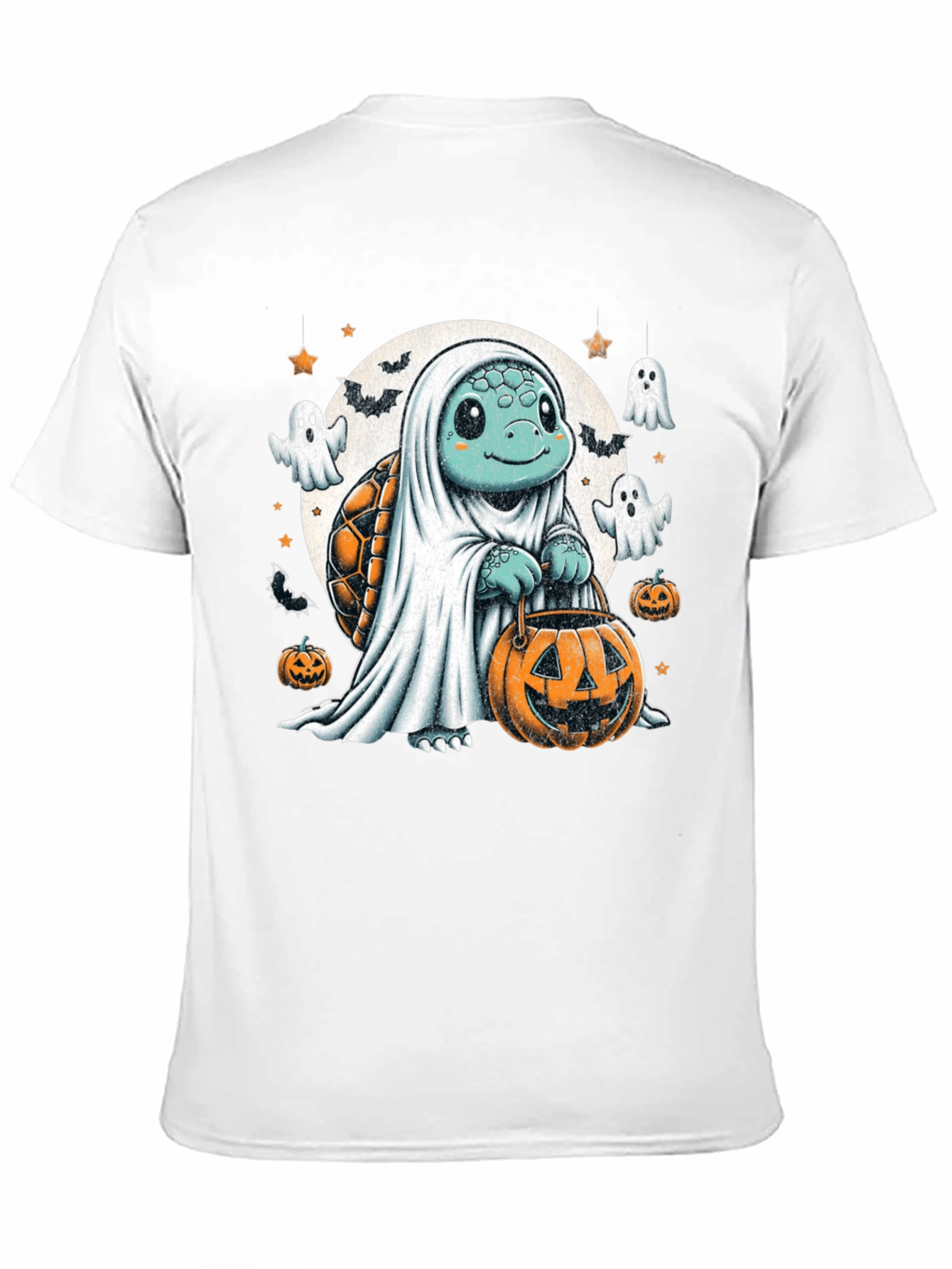 Camiseta Negra con Tortuga Fantasma de Halloween