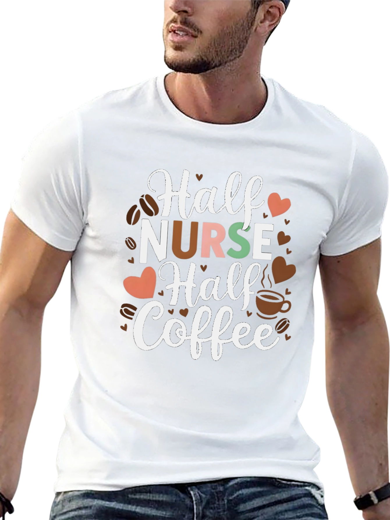 Camiseta Negra Mitad Enfermera Mitad Café