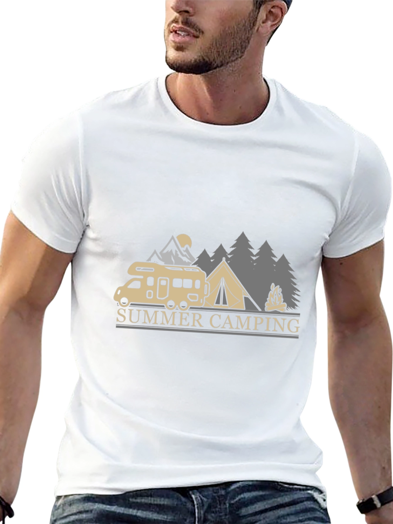 Camiseta Negra de Camping Verano