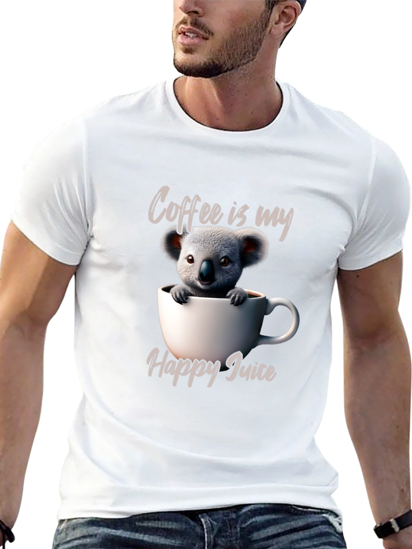 Camiseta Negra Café es mi Jugo Feliz con Koala