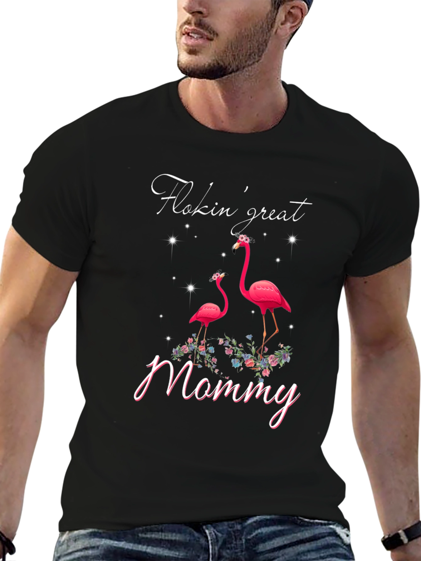Camiseta Negra Flamencos Flokin Great Mommy
