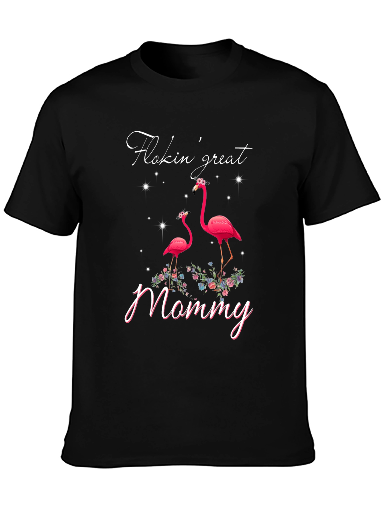 Camiseta Negra Flamencos Flokin Great Mommy