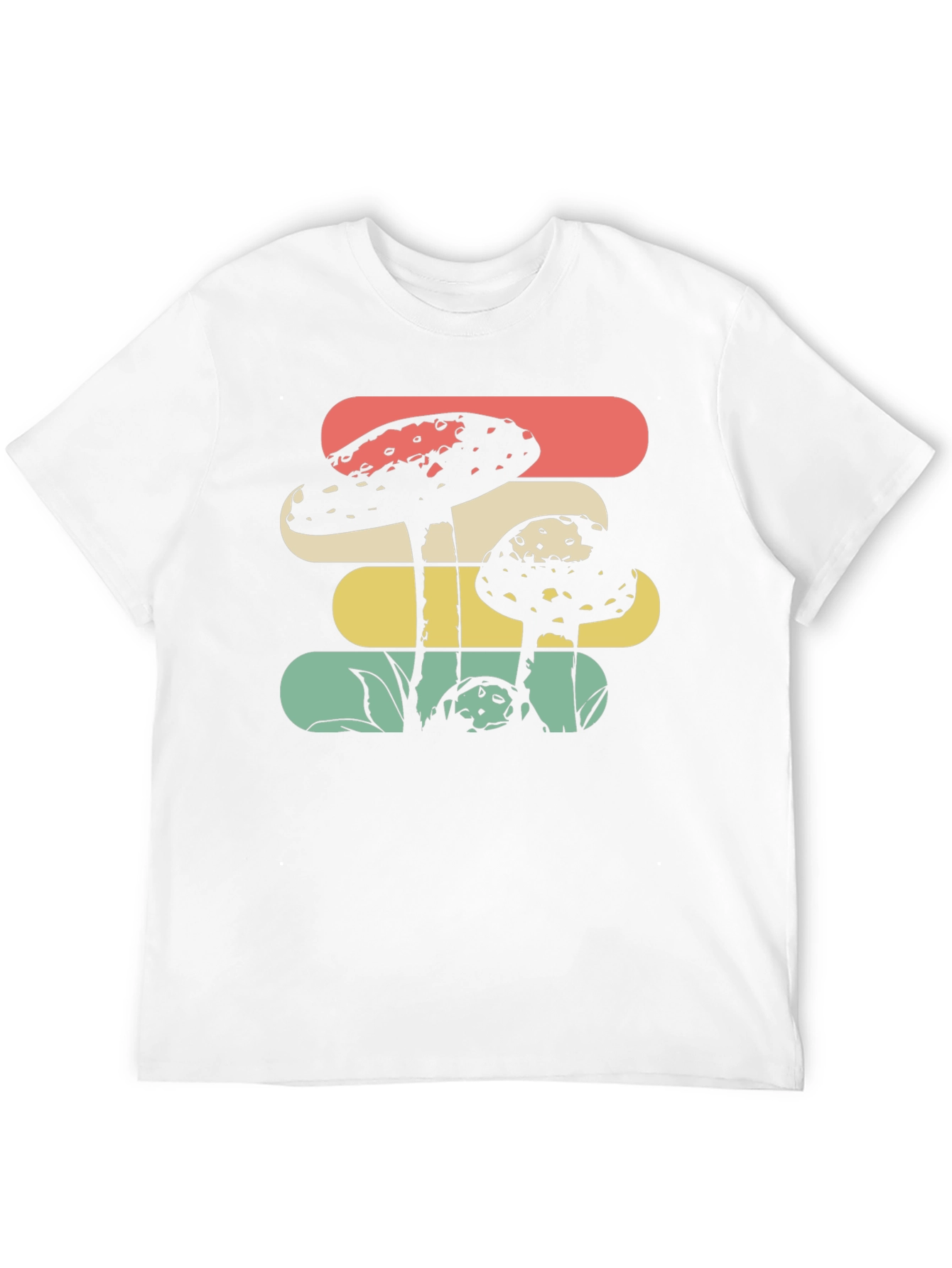 Camiseta Negra con Diseño de Hongos Retro