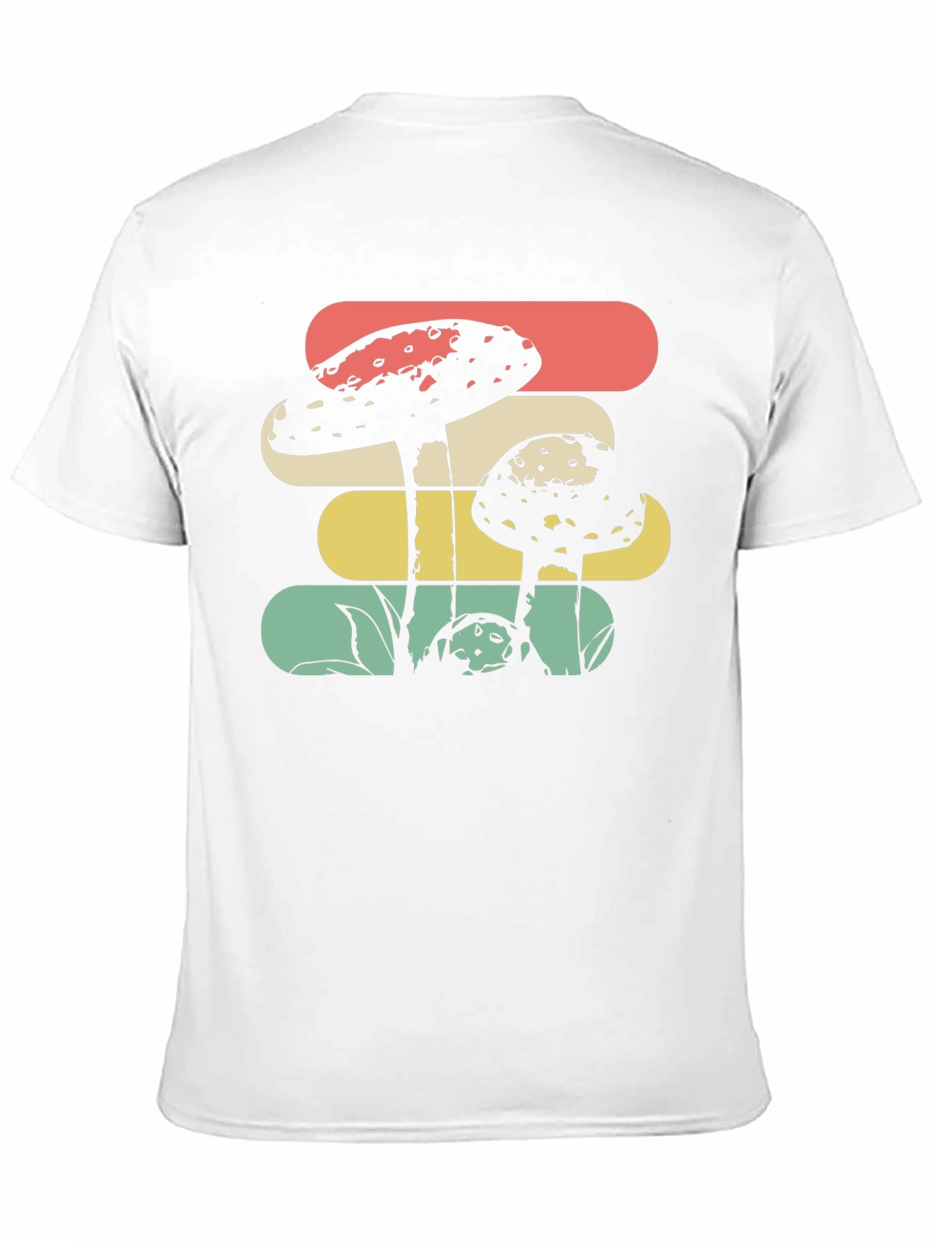 Camiseta Negra con Diseño de Hongos Retro