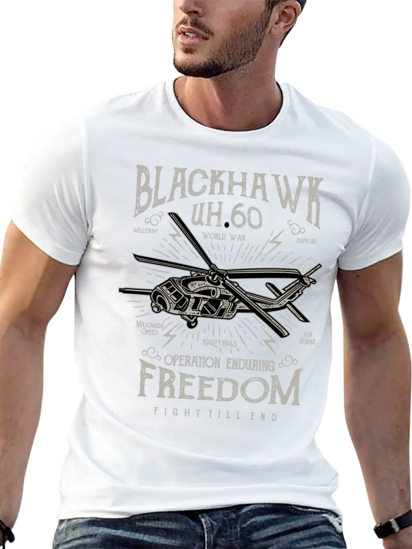 Camiseta Negra Blackhawk UH-60 Militar