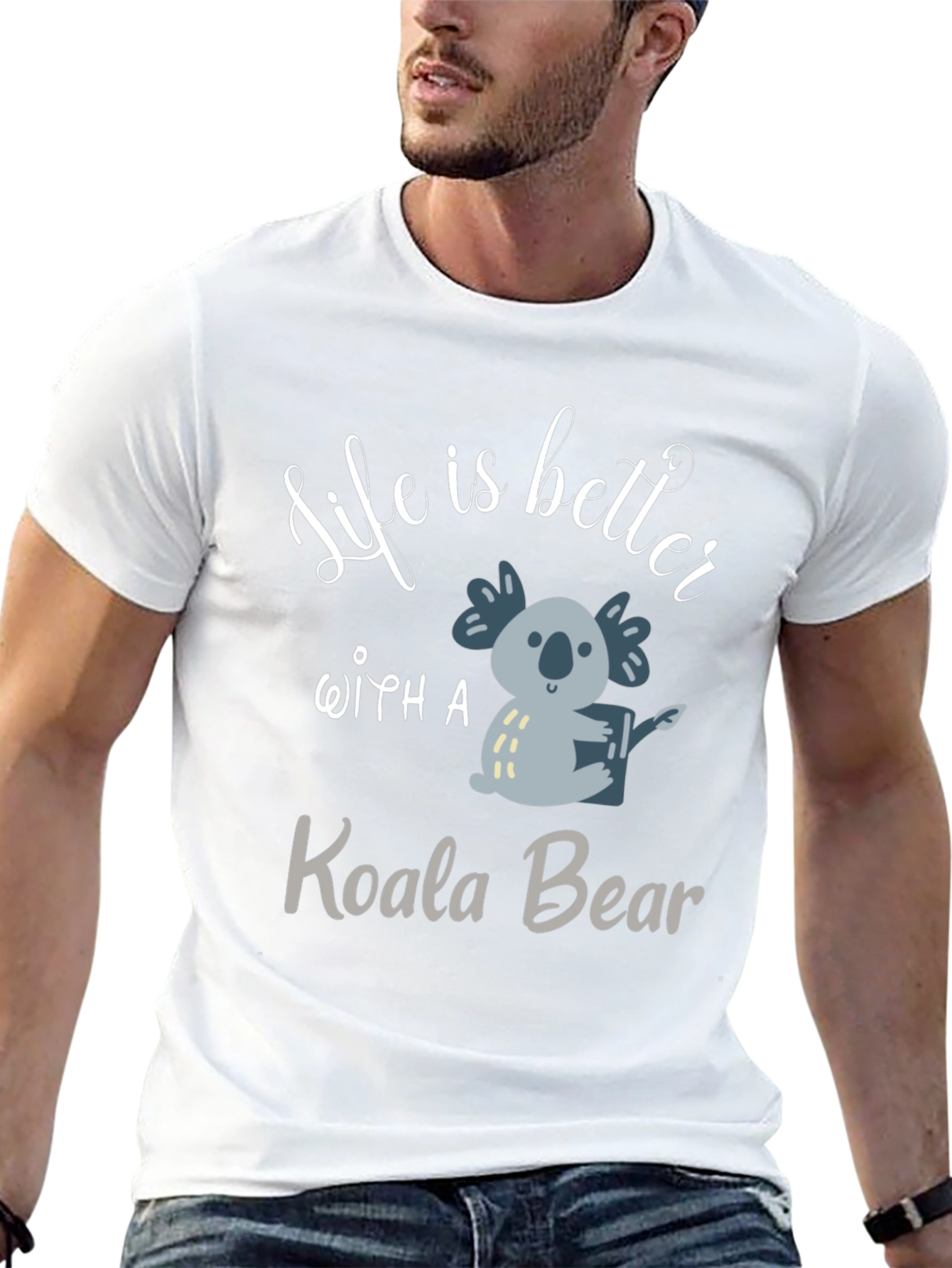 Camiseta Negra con Diseño de Koala Adorable