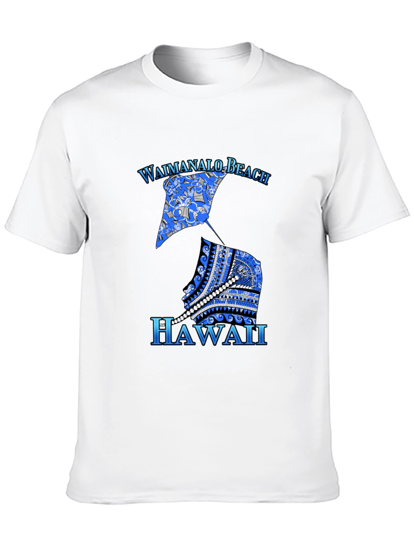 Camiseta Hombre Negra Diseño Waimanalo Beach Hawaii