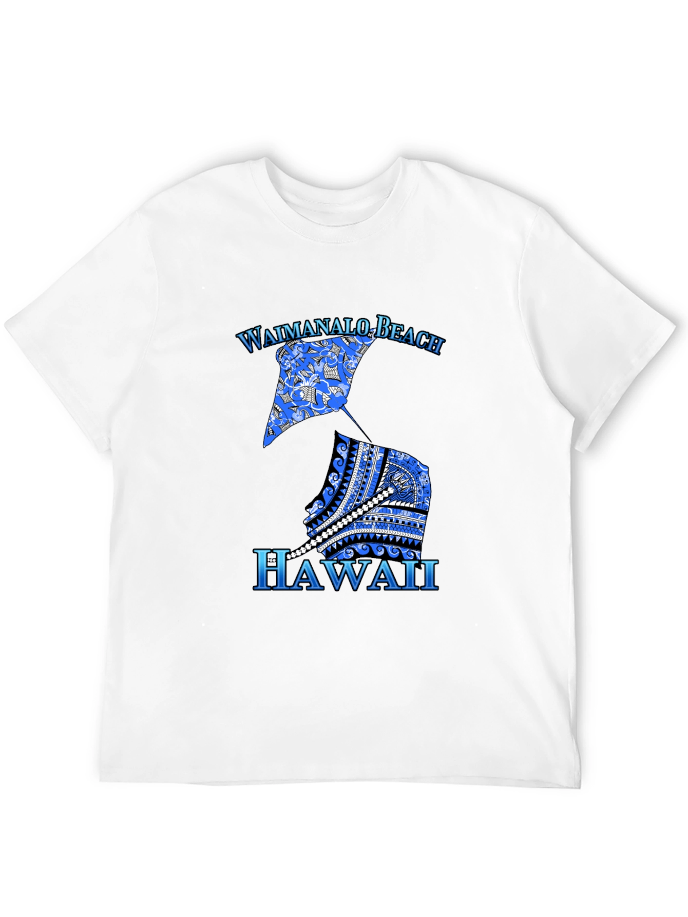 Camiseta Hombre Negra Diseño Waimanalo Beach Hawaii