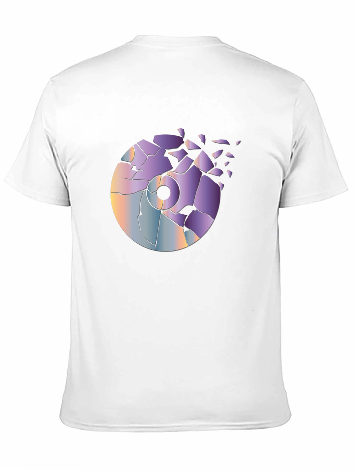 Camiseta Negra con Diseño Gráfico Abstracto de Disco Roto