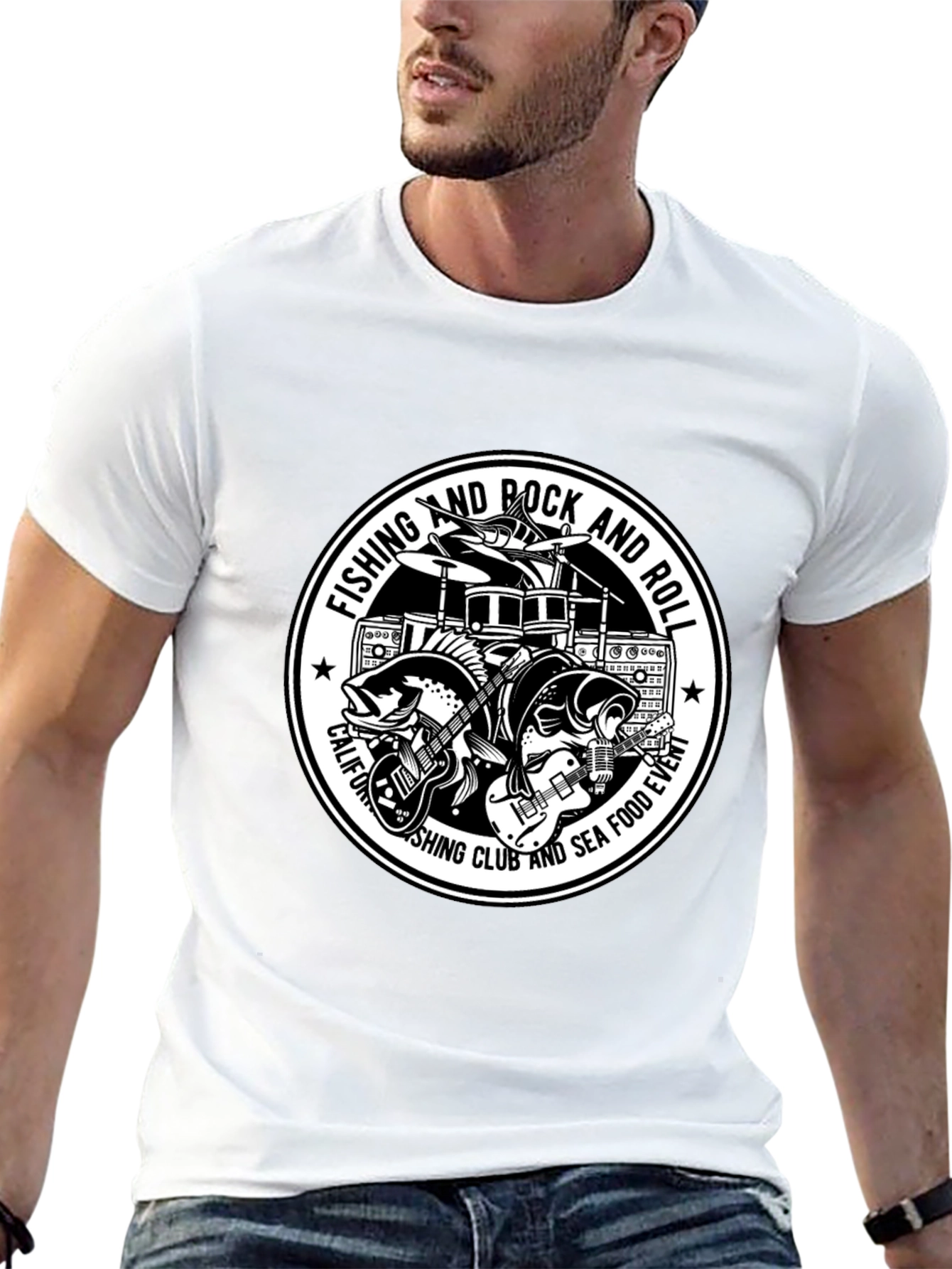 Camiseta Negra de Rock & Pesca