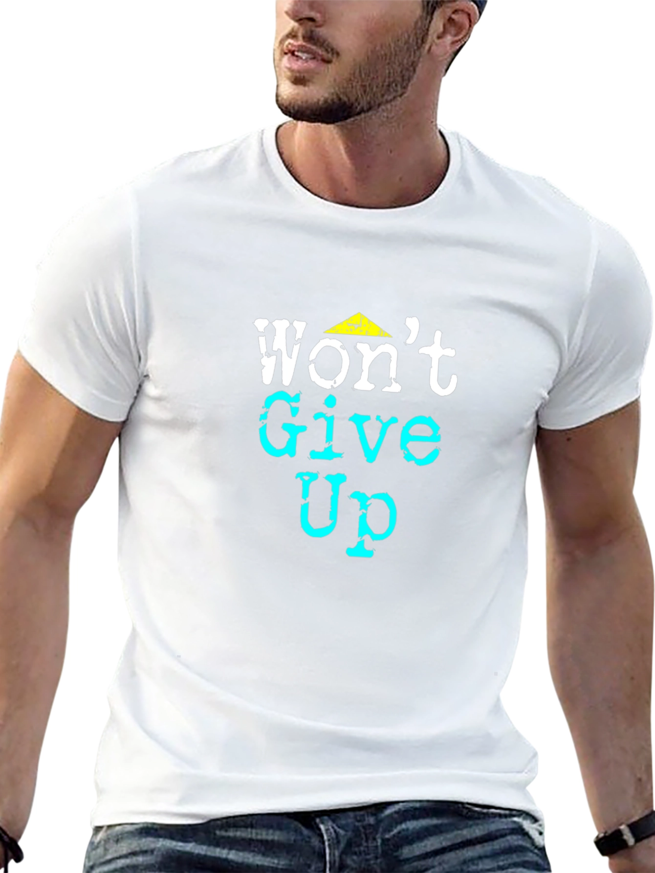 Camiseta Negra con Diseño Motivacional Wont Give Up