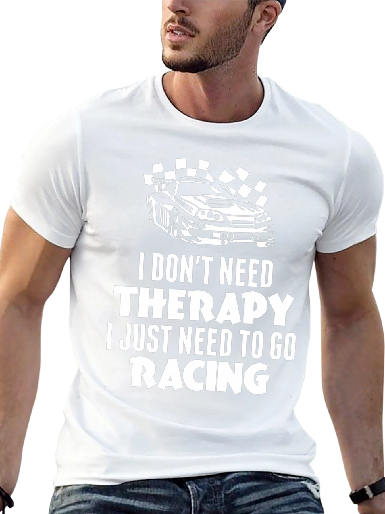 Camiseta Negra Racing: Sin Terapia ¡Solo Carreras!