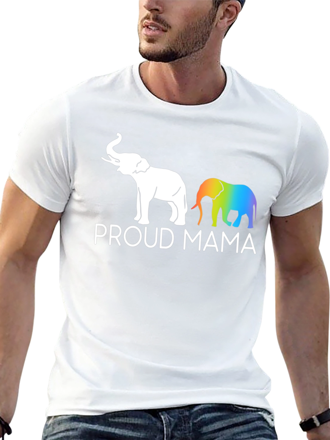Camiseta Negra Proud Mama Elefantes