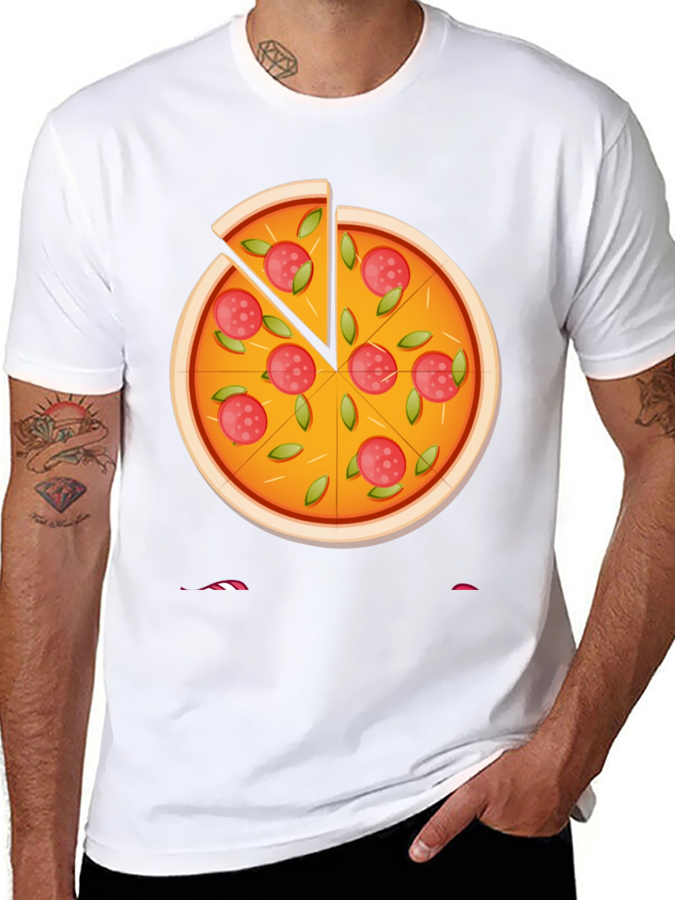 Camiseta Negra con Diseño de Pizza
