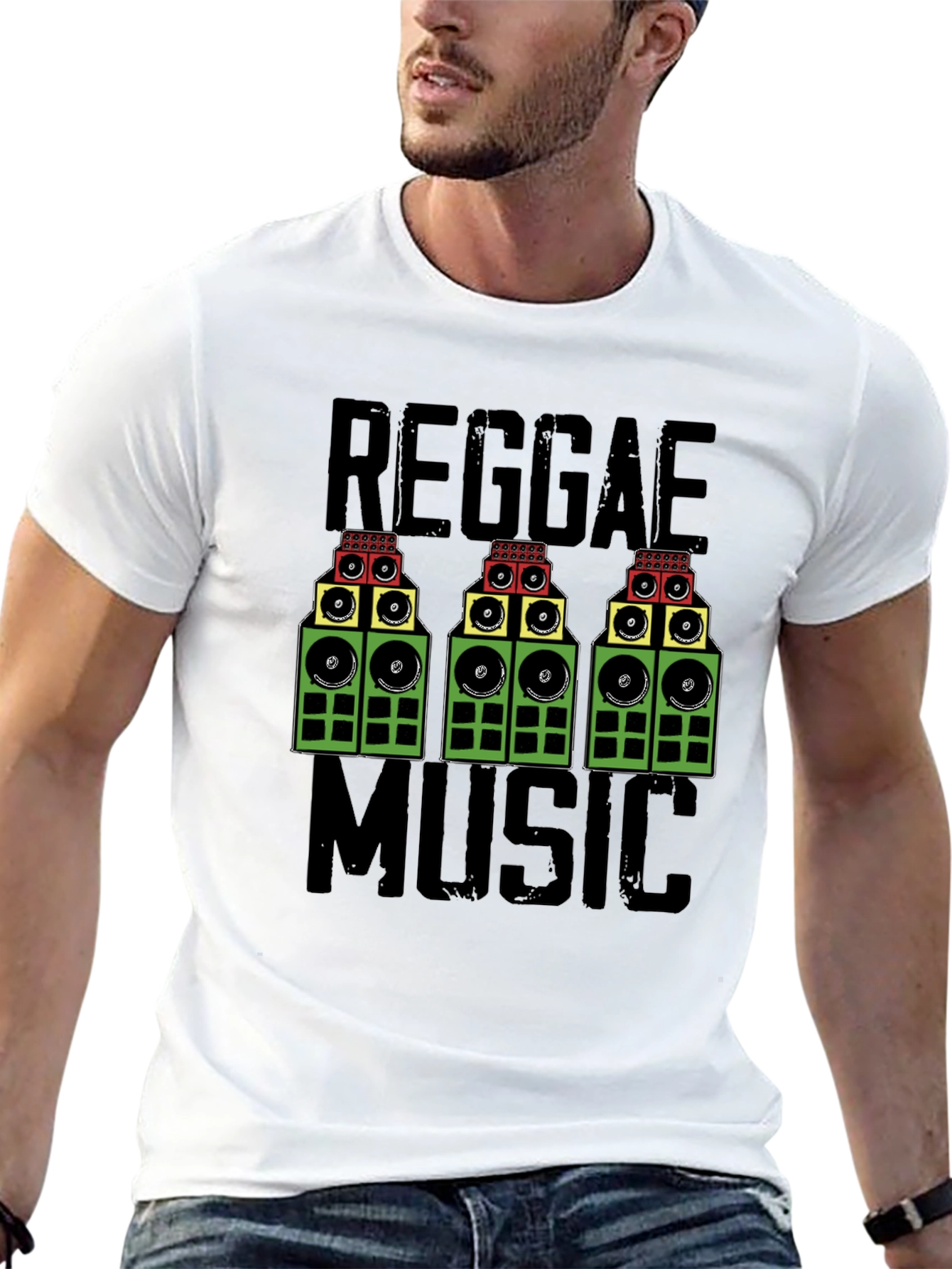 Camiseta Negra Reggae Music - Diseño Original