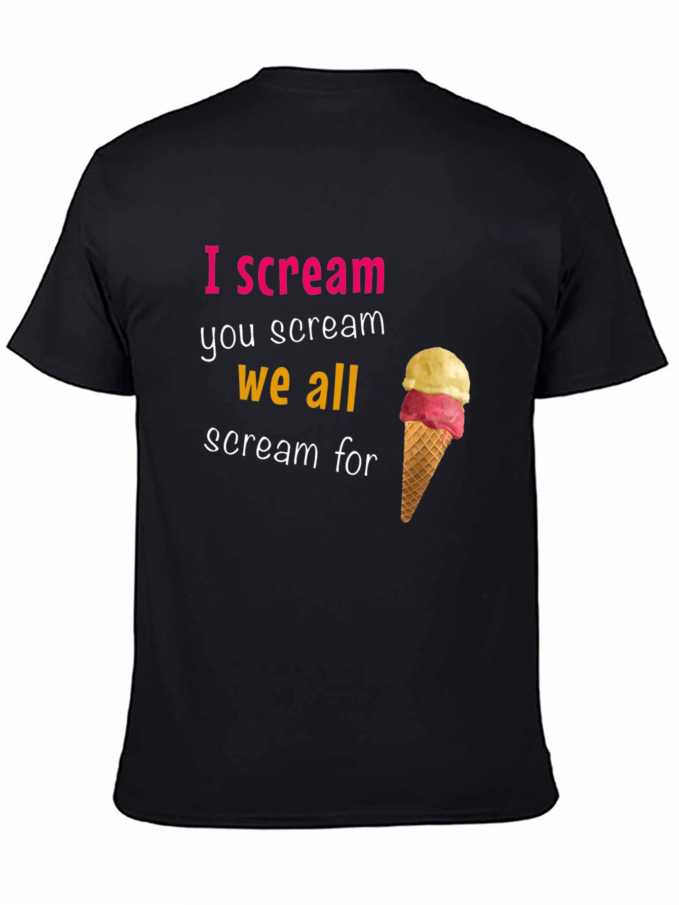Camiseta Negra I Scream con Diseño de Helado