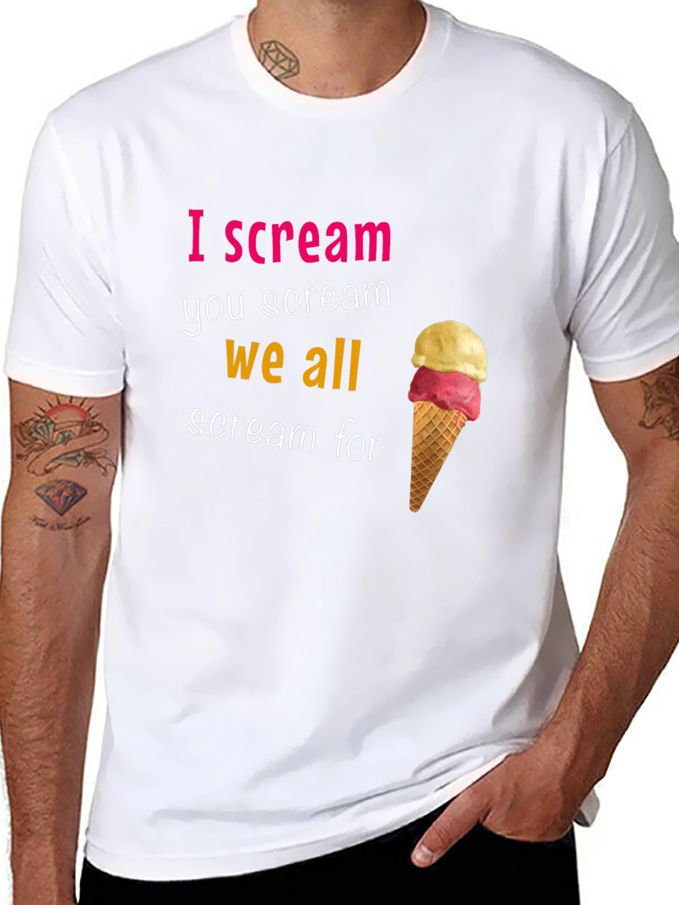 Camiseta Negra I Scream con Diseño de Helado