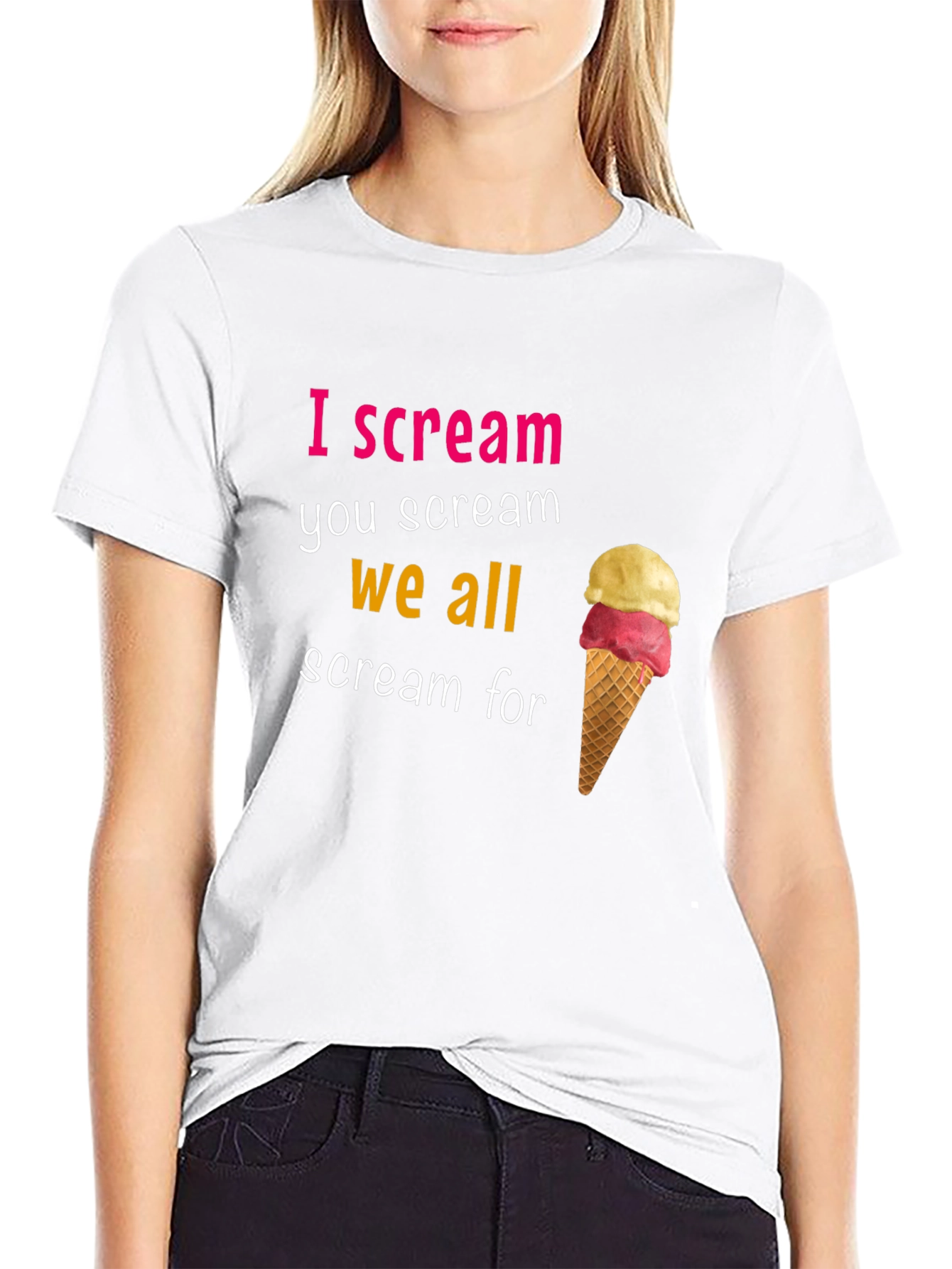 Camiseta Negra I Scream con Diseño de Helado