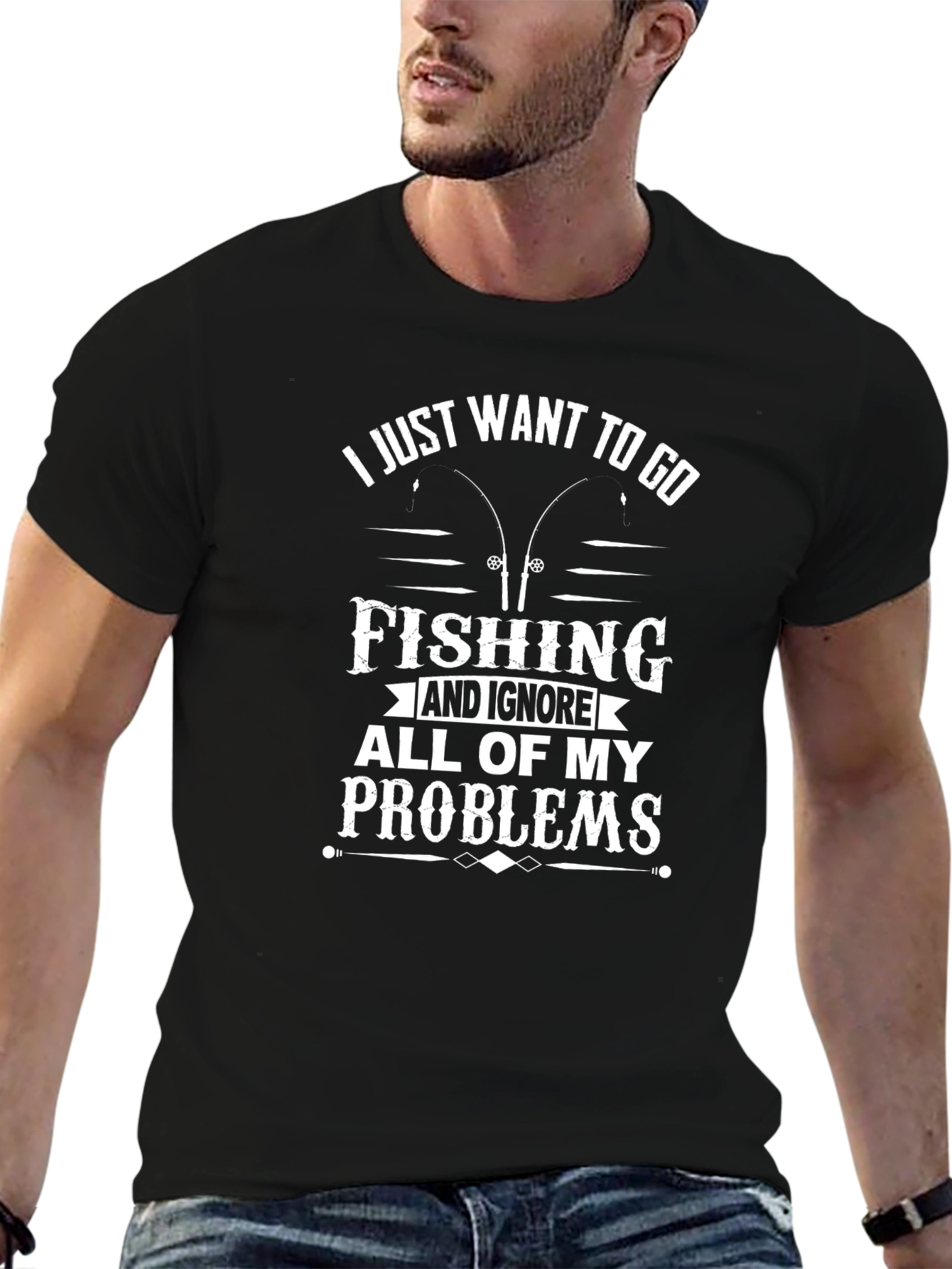 Camiseta Negra Pesca: Ignora Tus Problemas