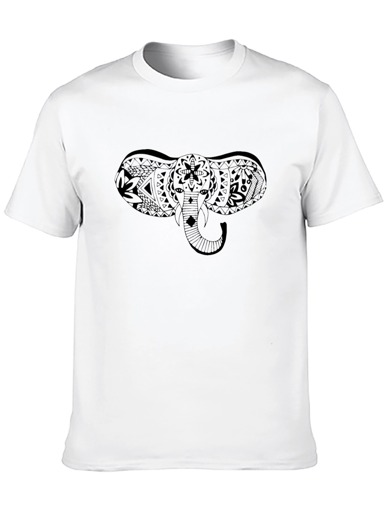 Camiseta Negra Estampado Elefante Tribal