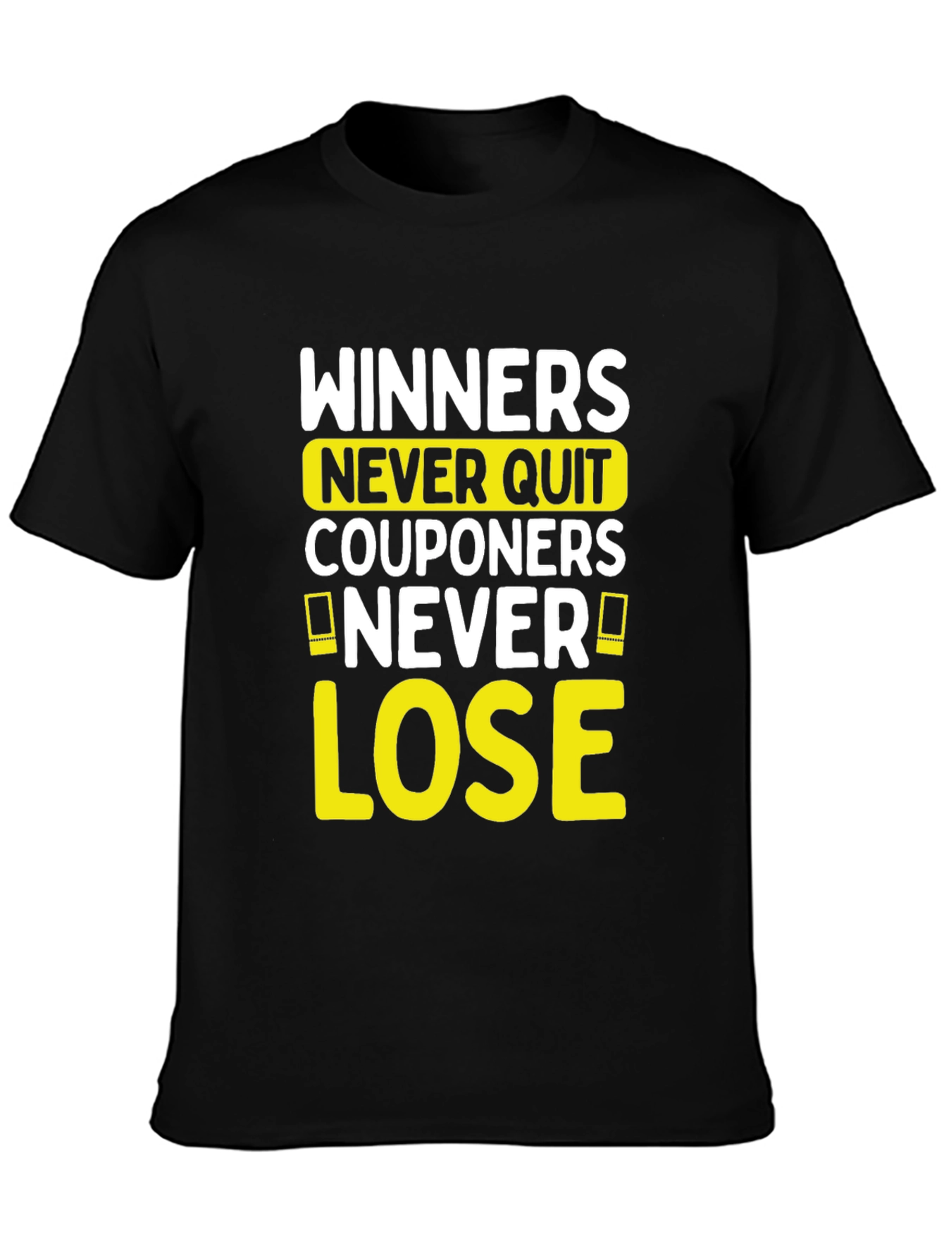 Camiseta Negra con Diseño de Winners Never Quit