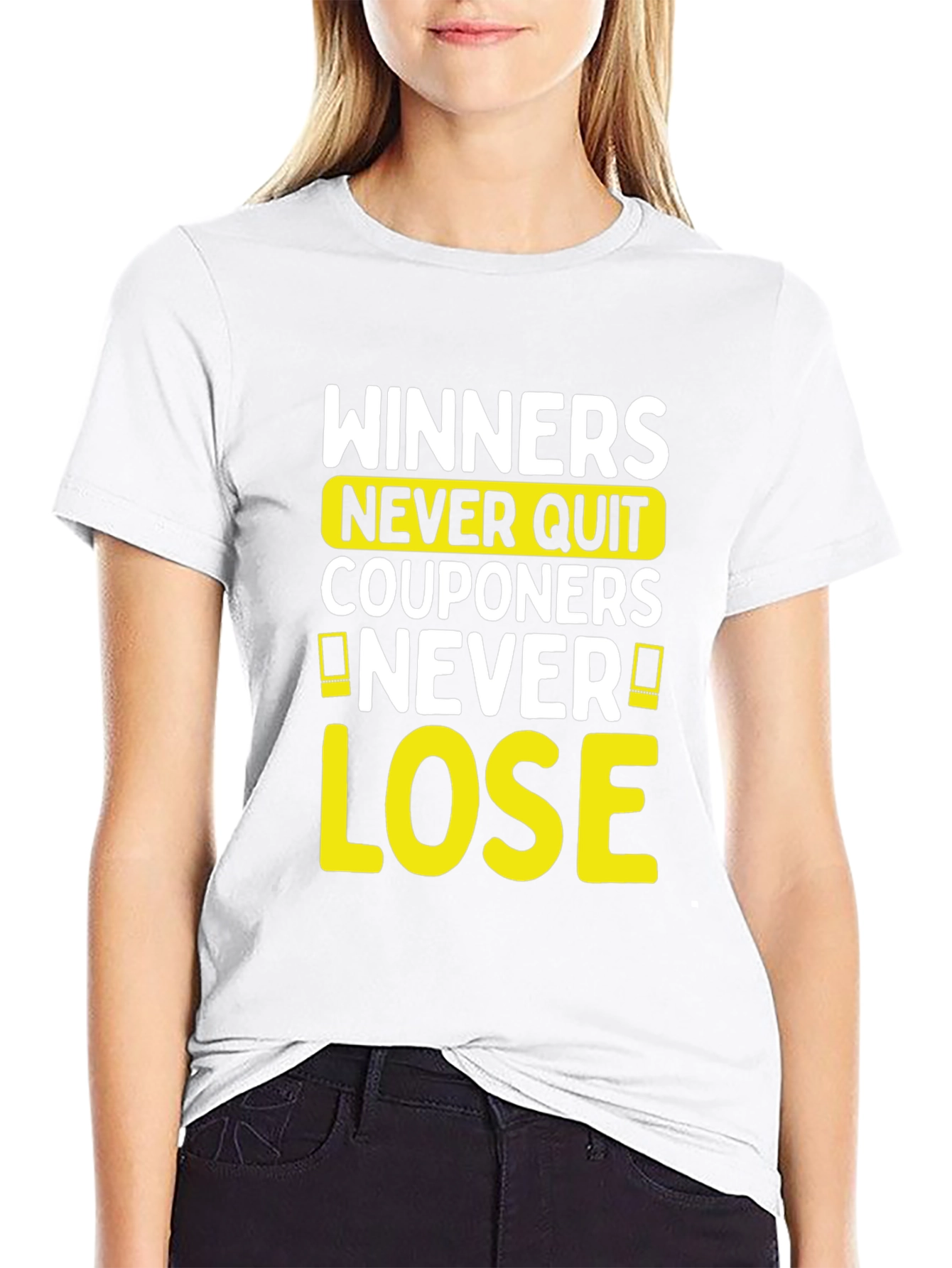 Camiseta Negra con Diseño de Winners Never Quit
