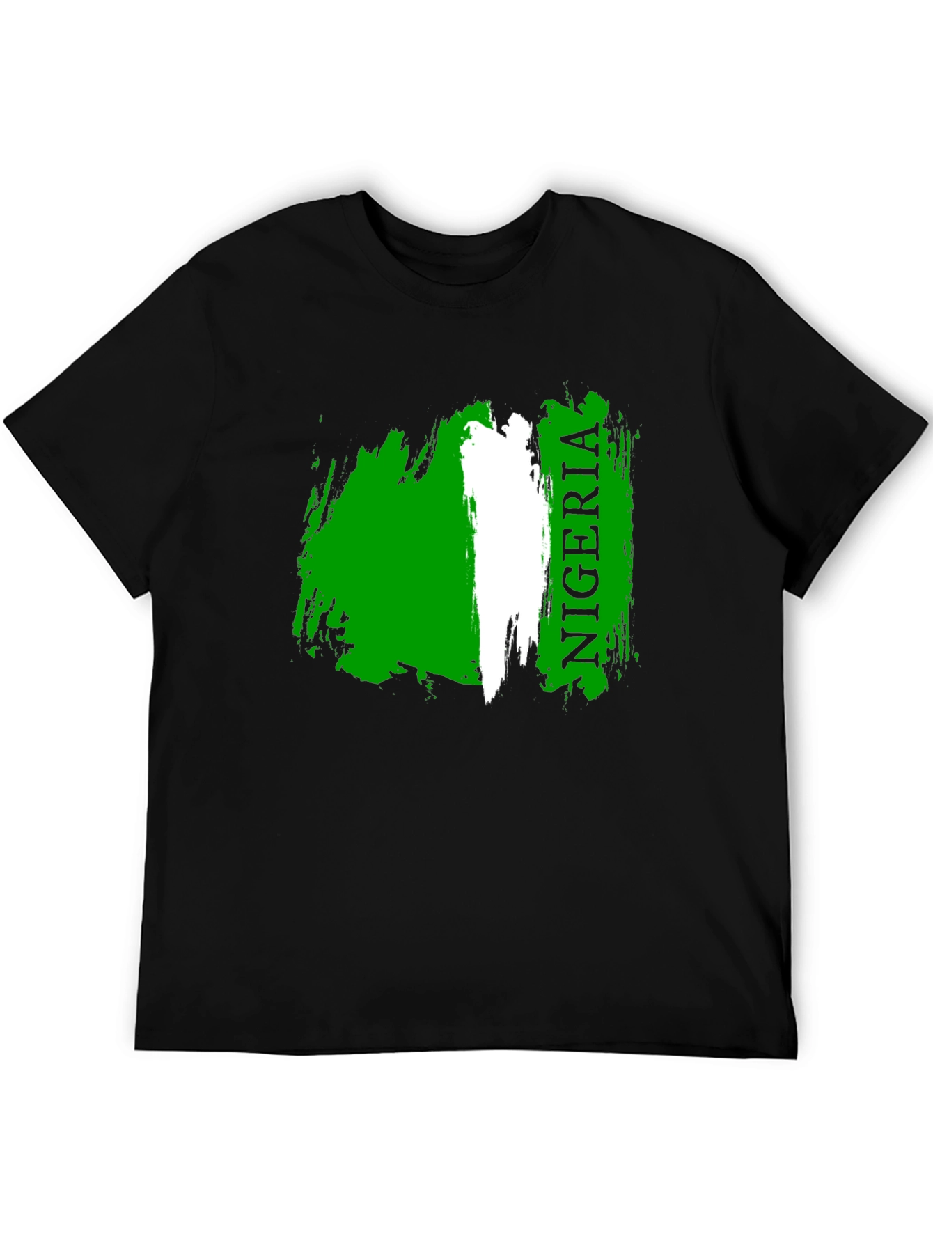 Camiseta Negra Nigeria Bandera Grunge