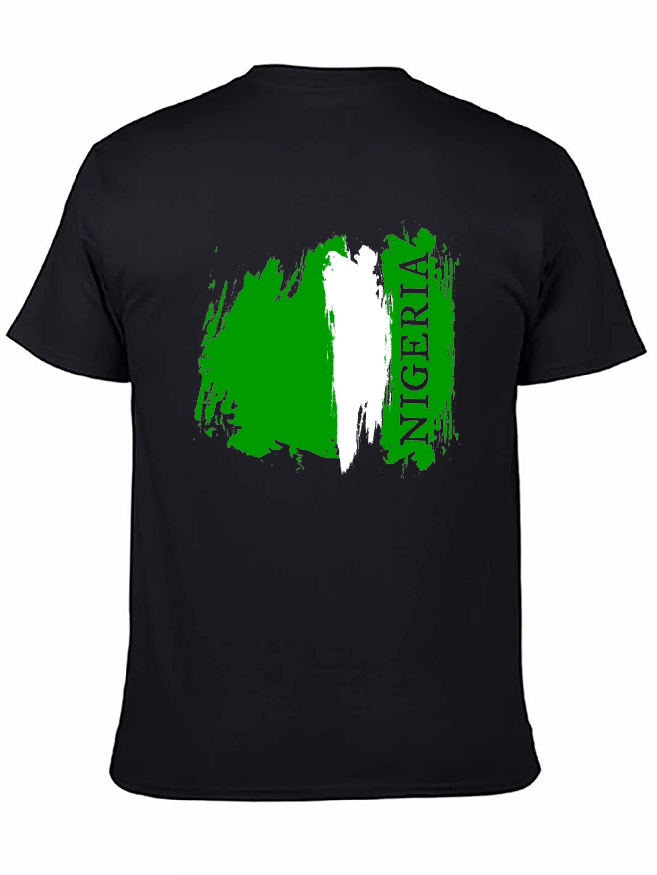 Camiseta Negra Nigeria Bandera Grunge