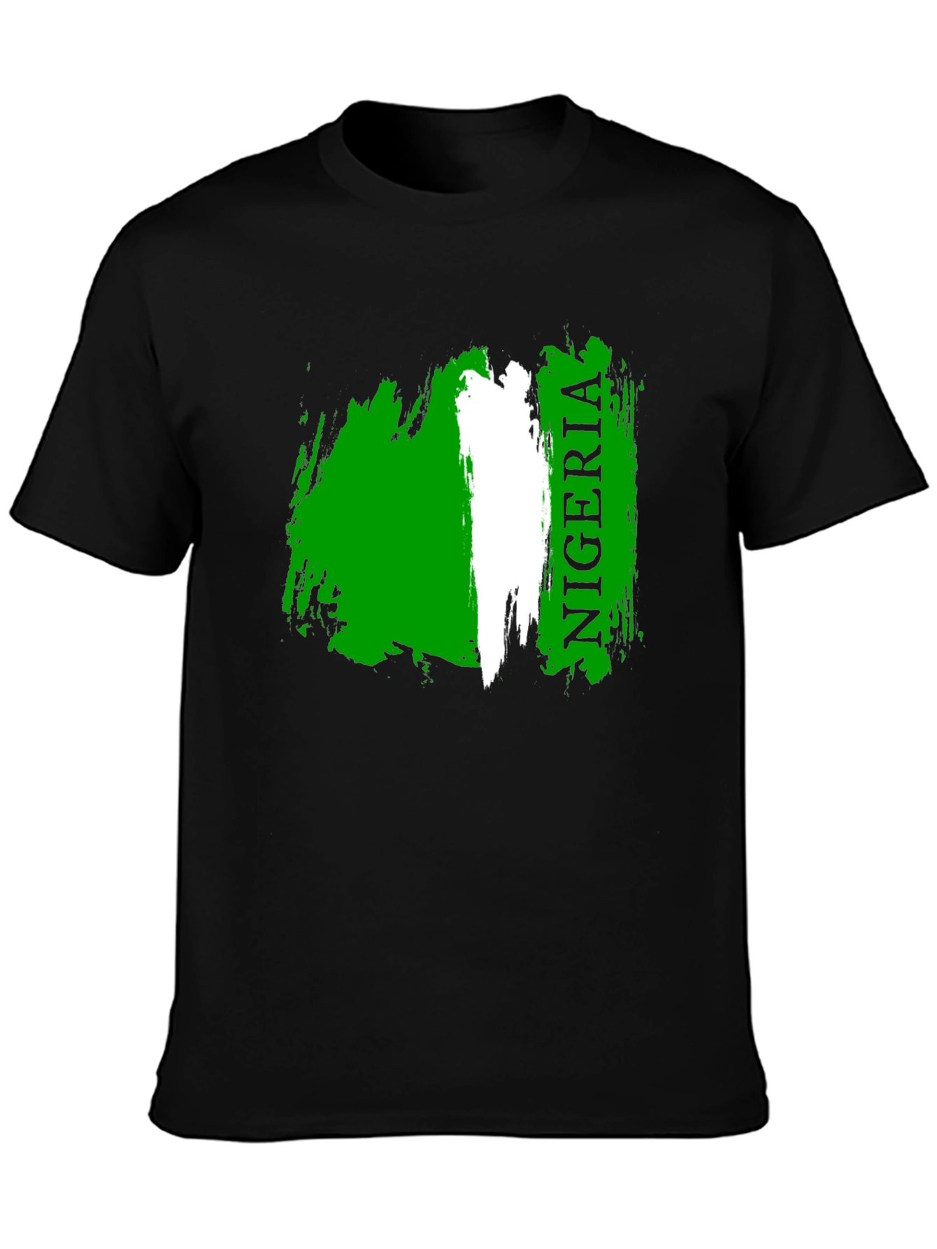 Camiseta Negra Nigeria Bandera Grunge