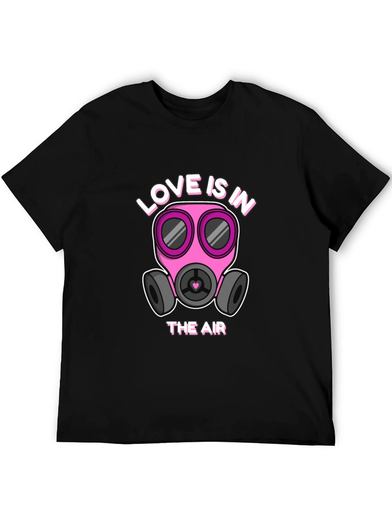 Camiseta Negra con Diseño Romántico de Mascarilla