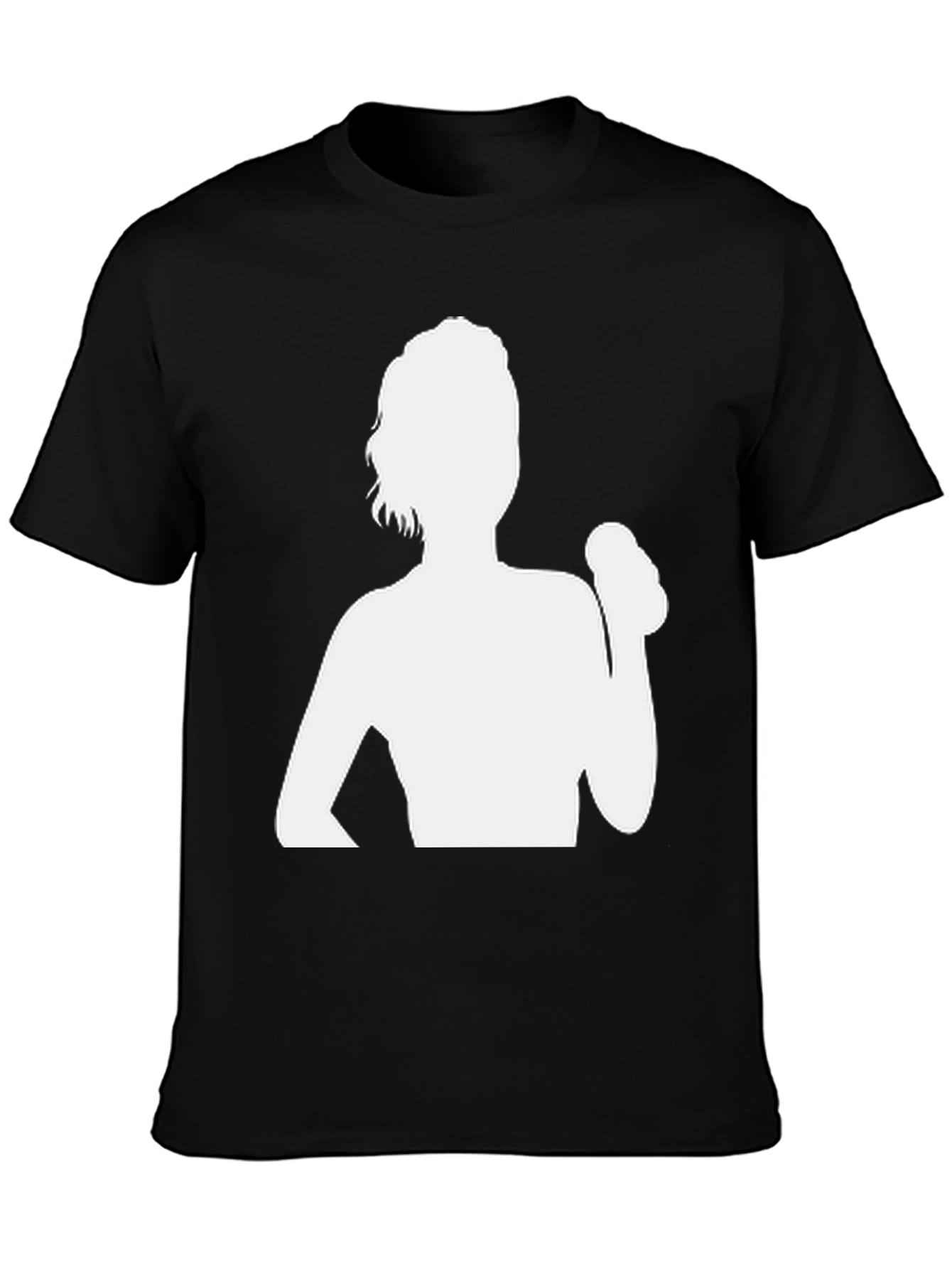 Camiseta Negra con Silueta de Mujer Levantando Pesas