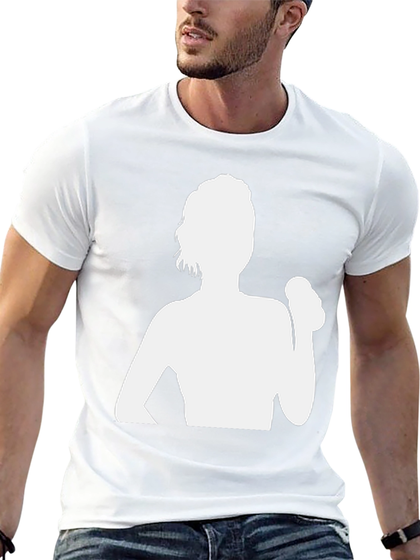 Camiseta Negra con Silueta de Mujer Levantando Pesas