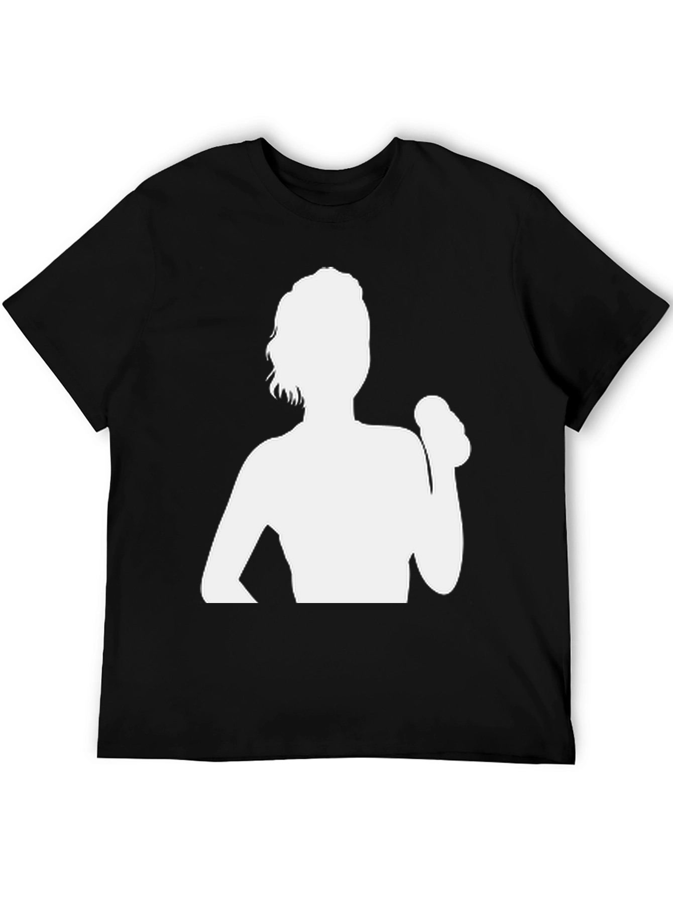 Camiseta Negra con Silueta de Mujer Levantando Pesas