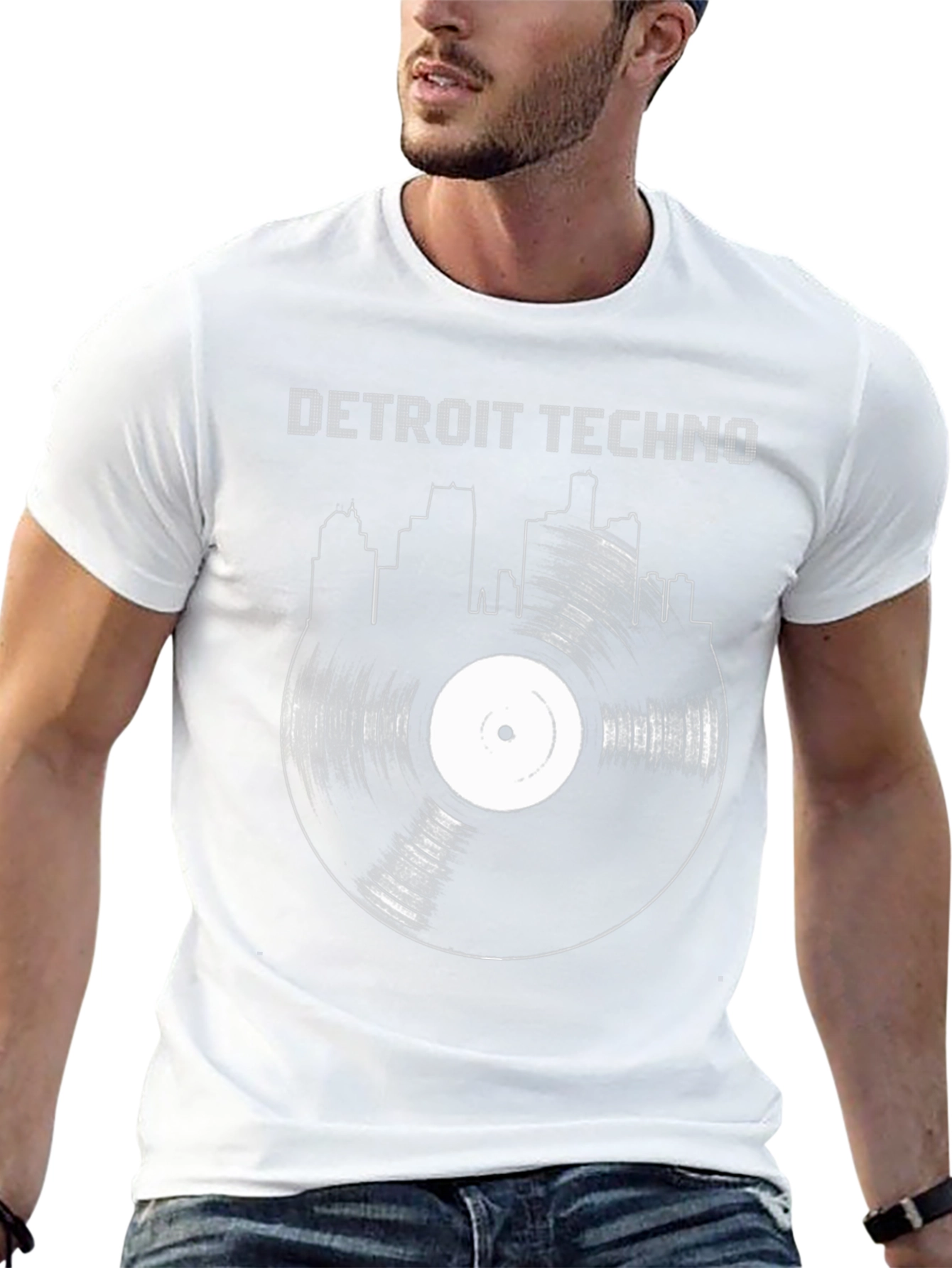 Camiseta Negra Detroit Techno Vinilo