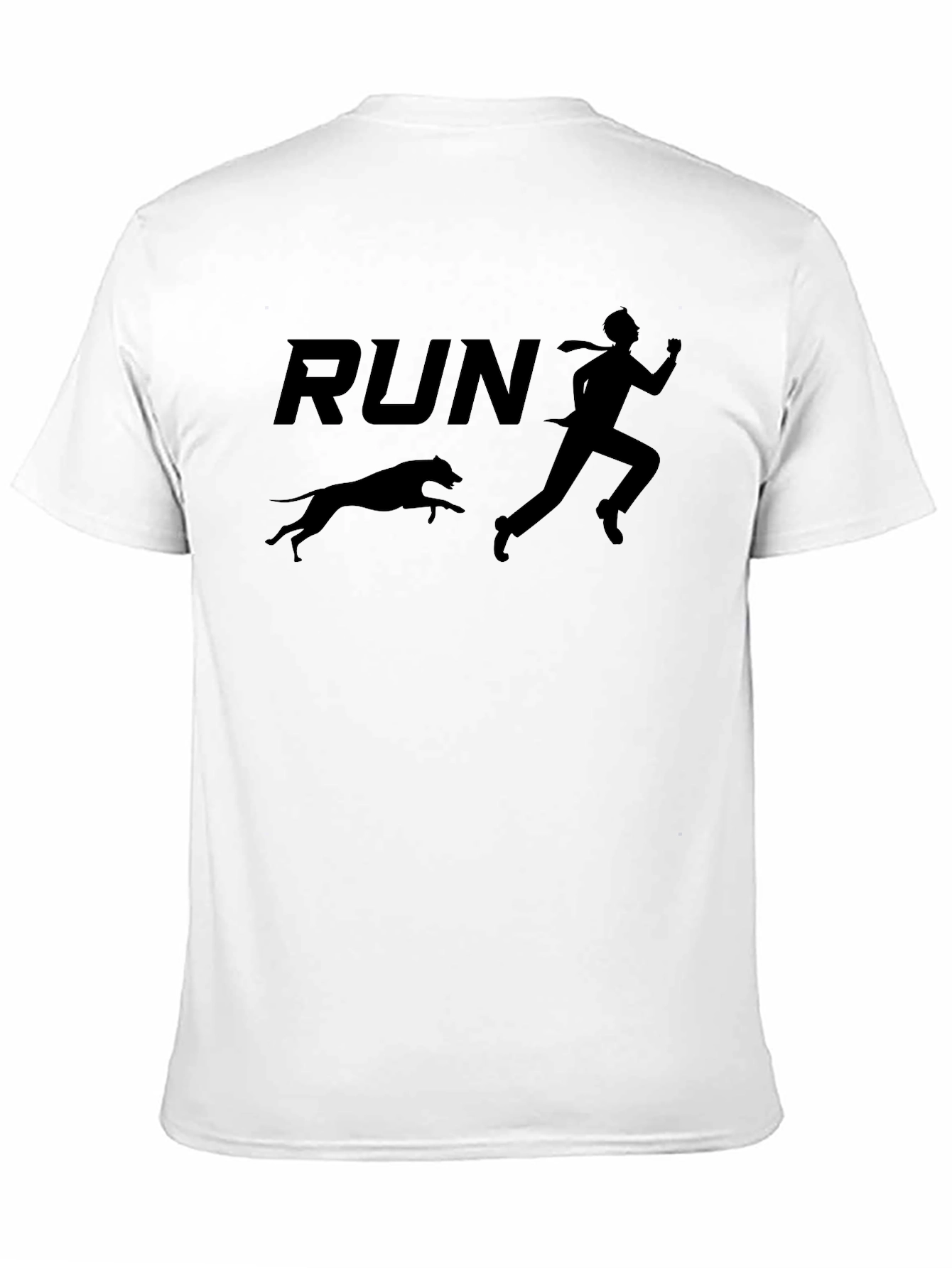 Camiseta Negra: Hombre Corriendo con Perro