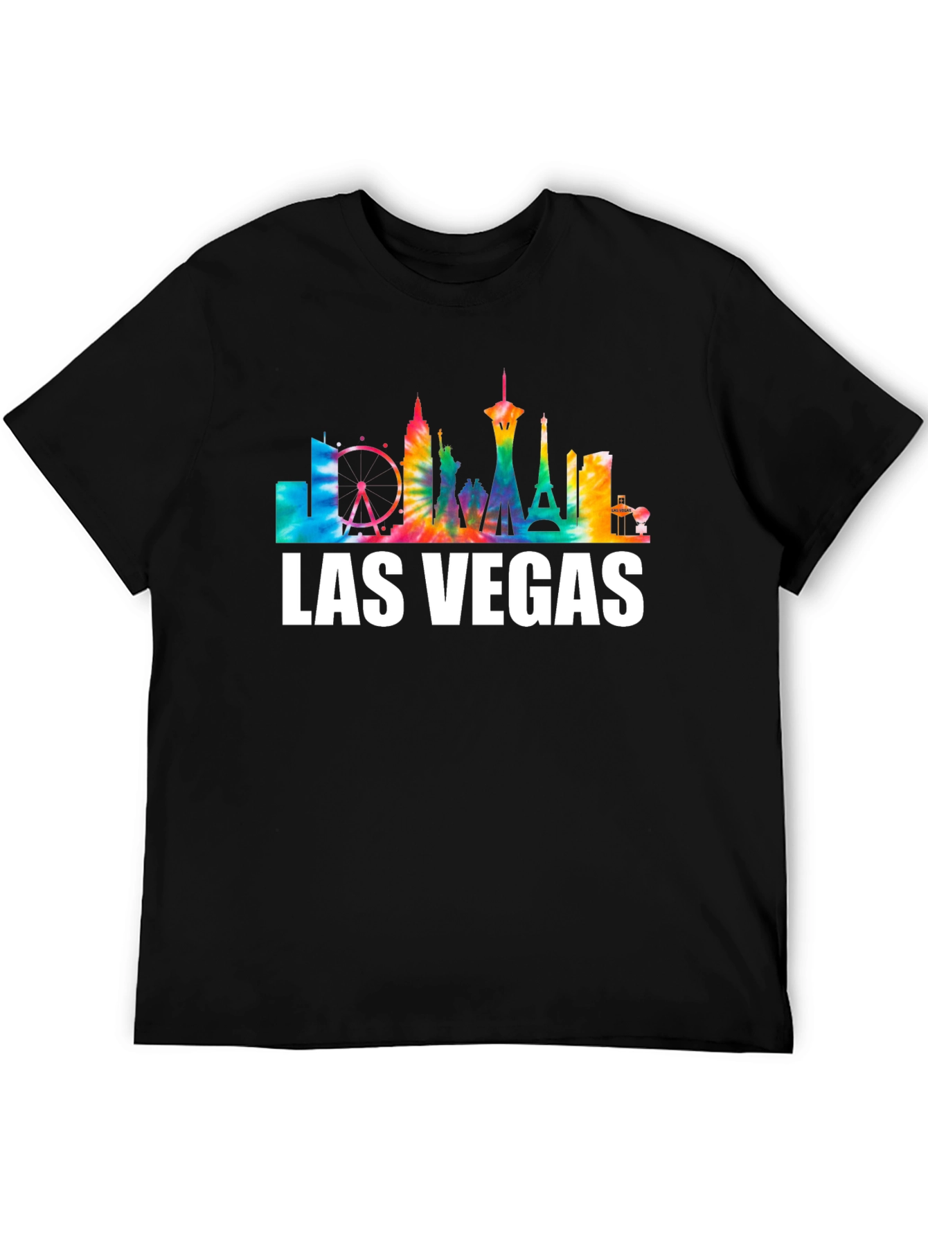 Camiseta Negra Las Vegas Skyline Tie-Dye