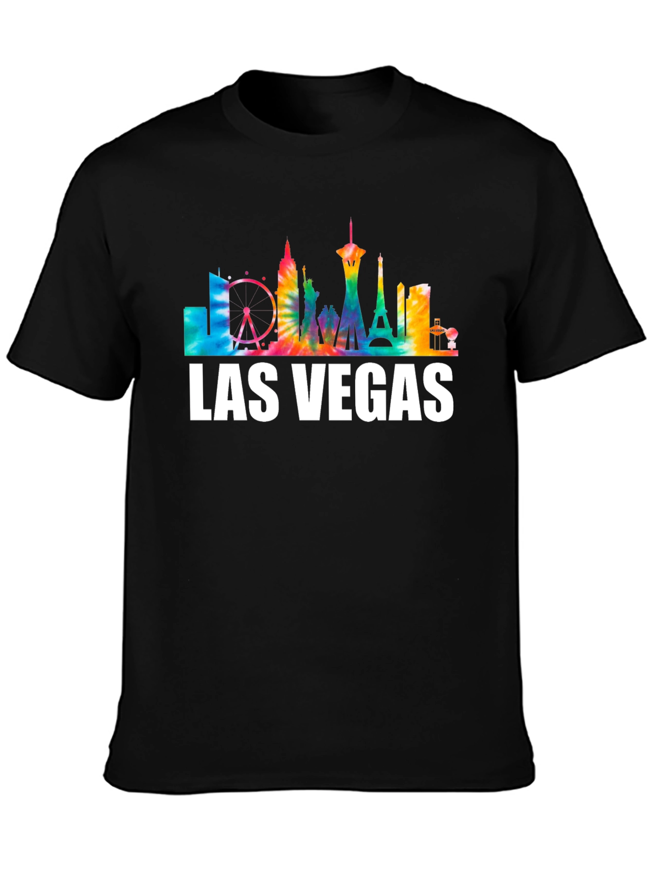 Camiseta Negra Las Vegas Skyline Tie-Dye
