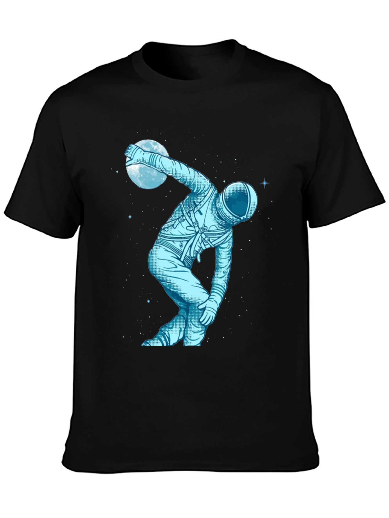 Camiseta Negra Astronauta Jugando con la Luna